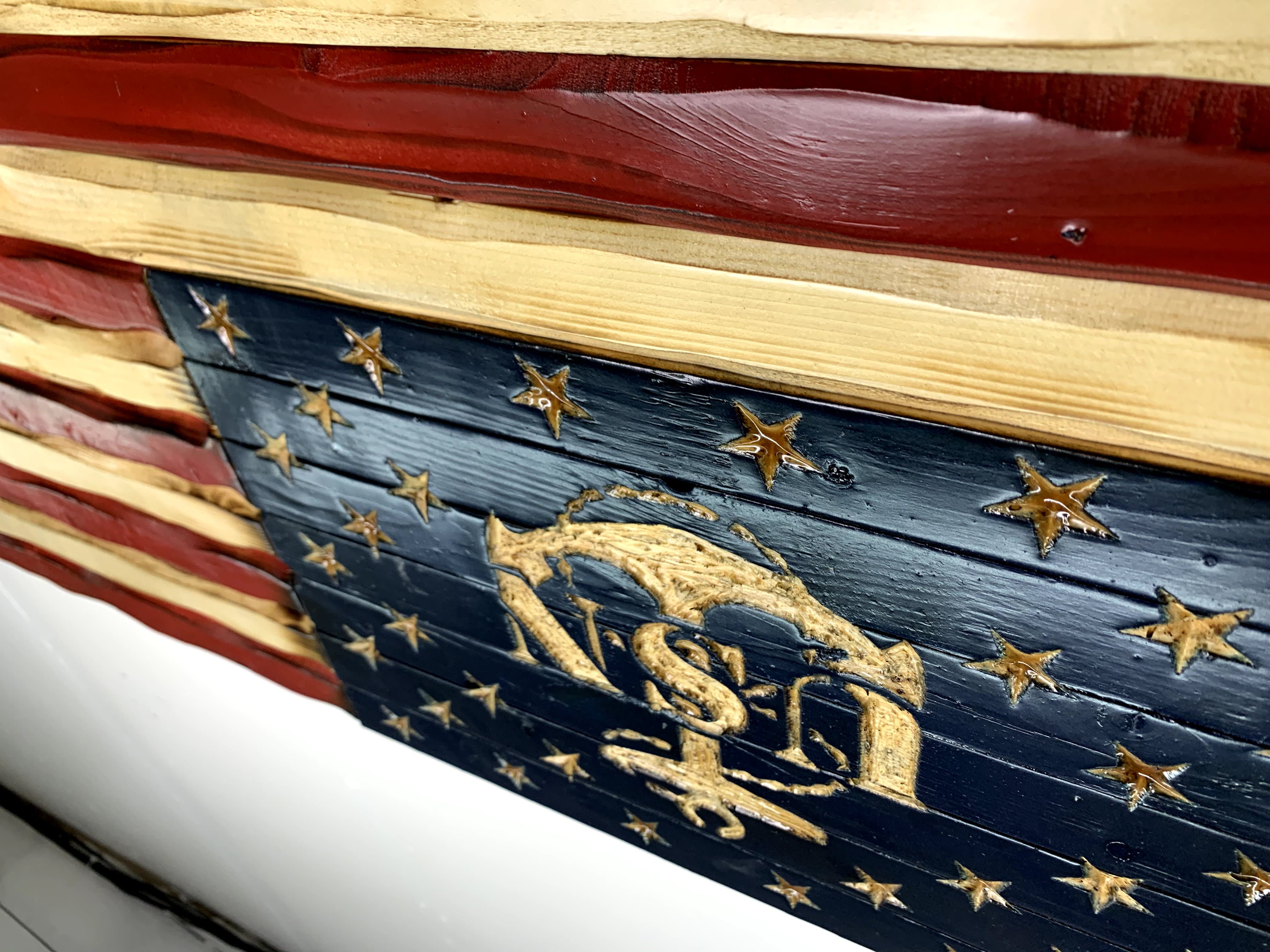 Navy Glory Ver 2 Handcarved American Wooden Flag