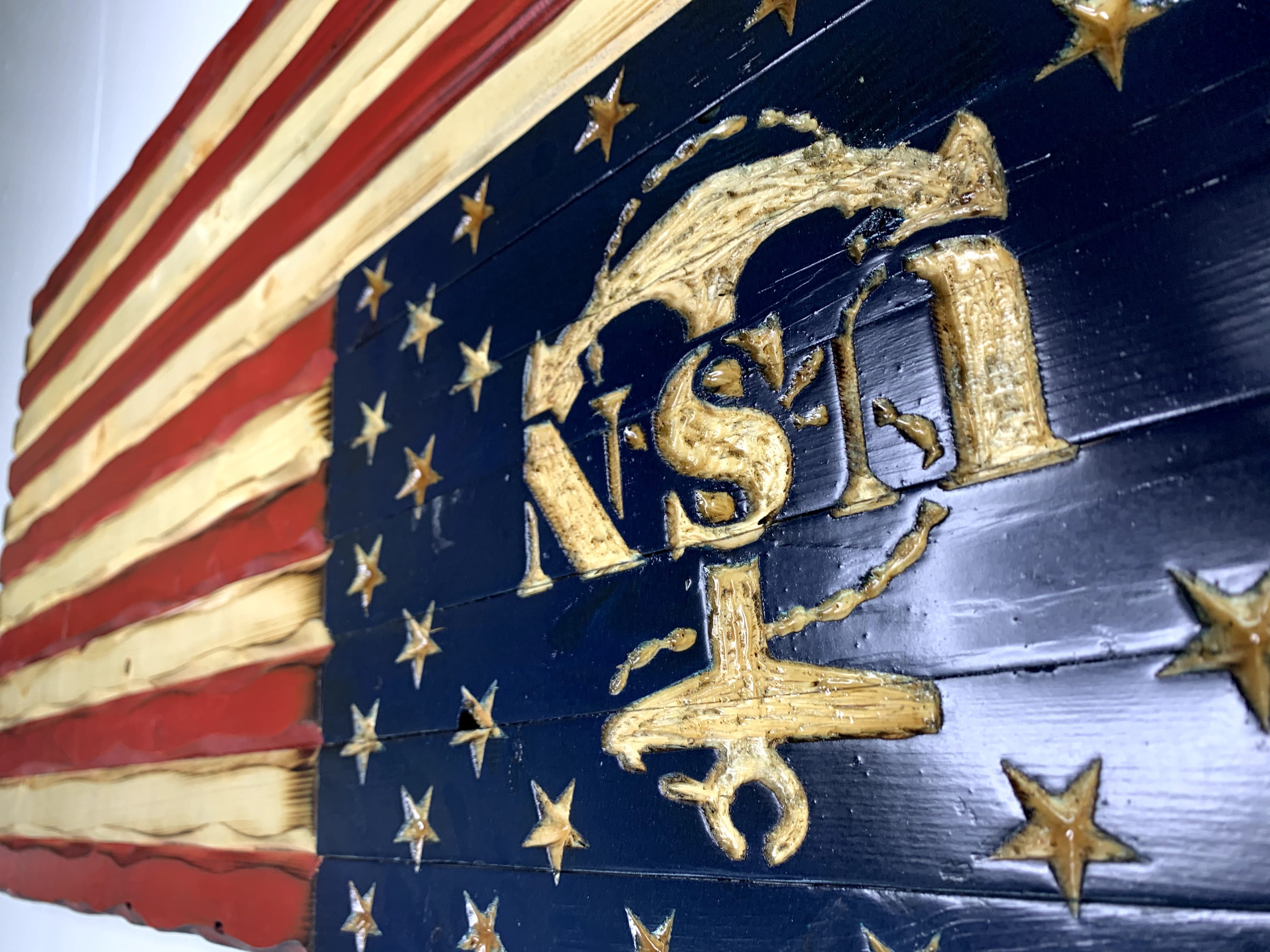 Navy Glory Ver 2 Handcarved American Wooden Flag