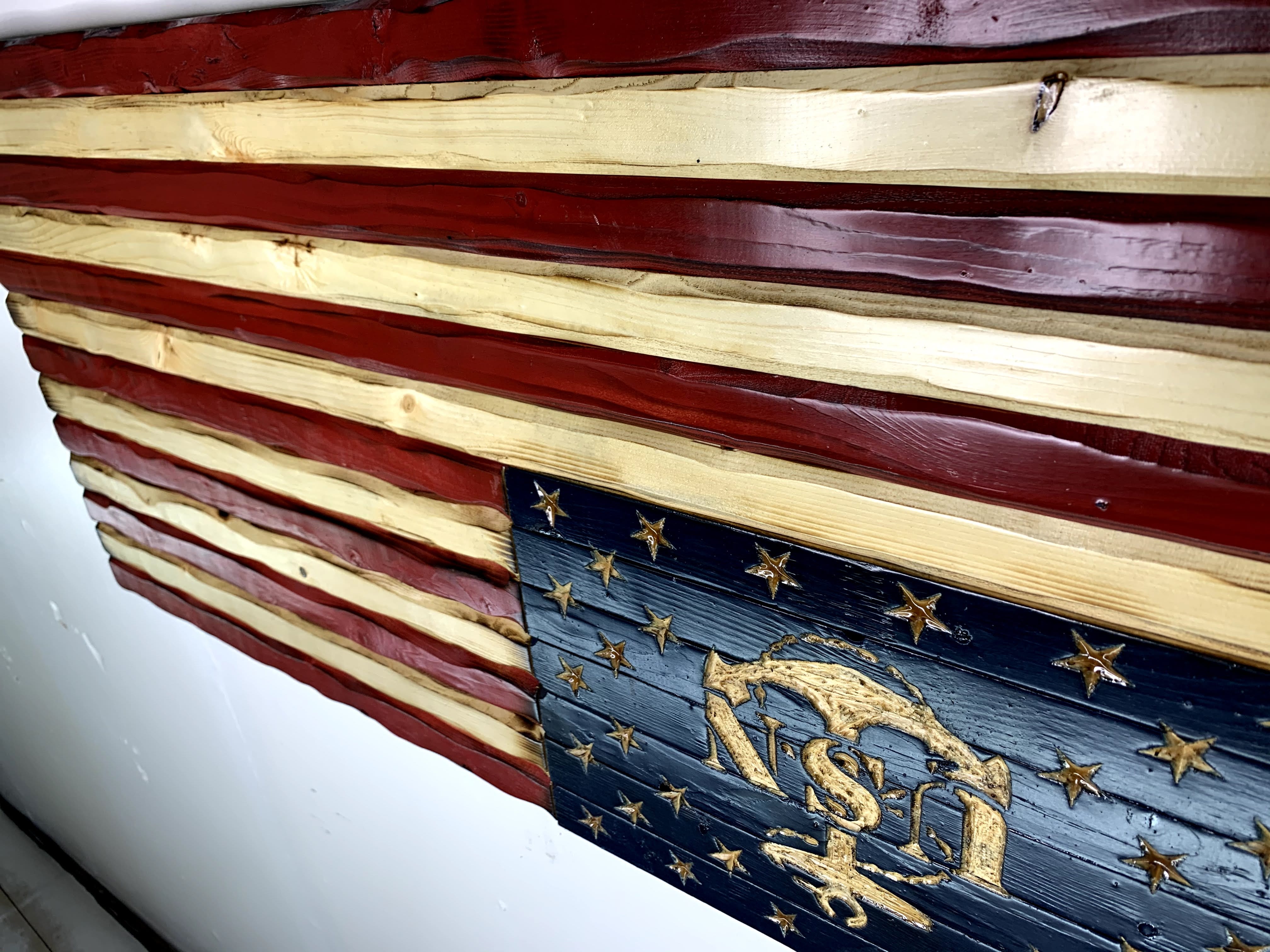 Navy Glory Ver 2 Handcarved American Wooden Flag
