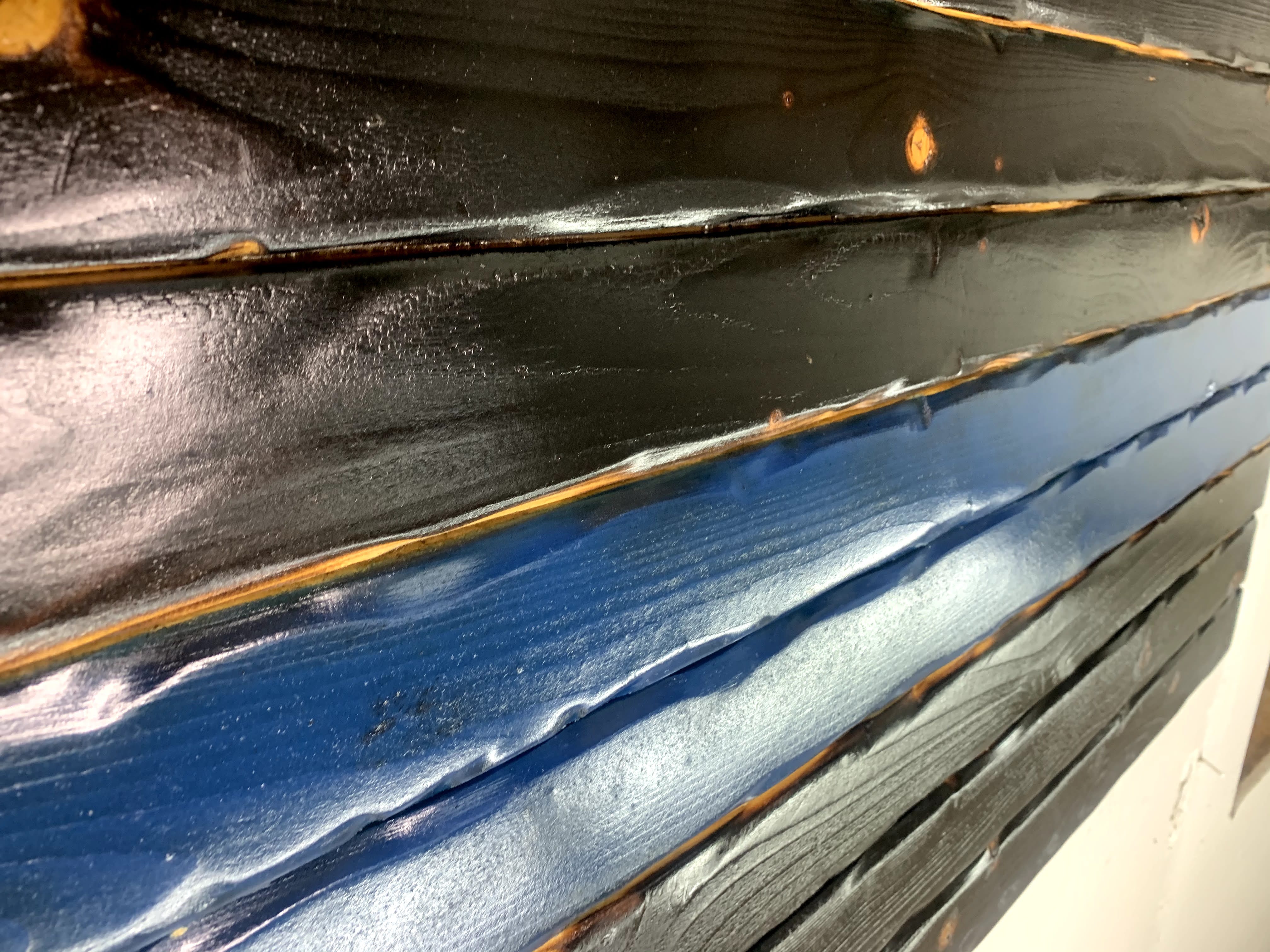 The Blue Line Handcrafted Wooden Flag