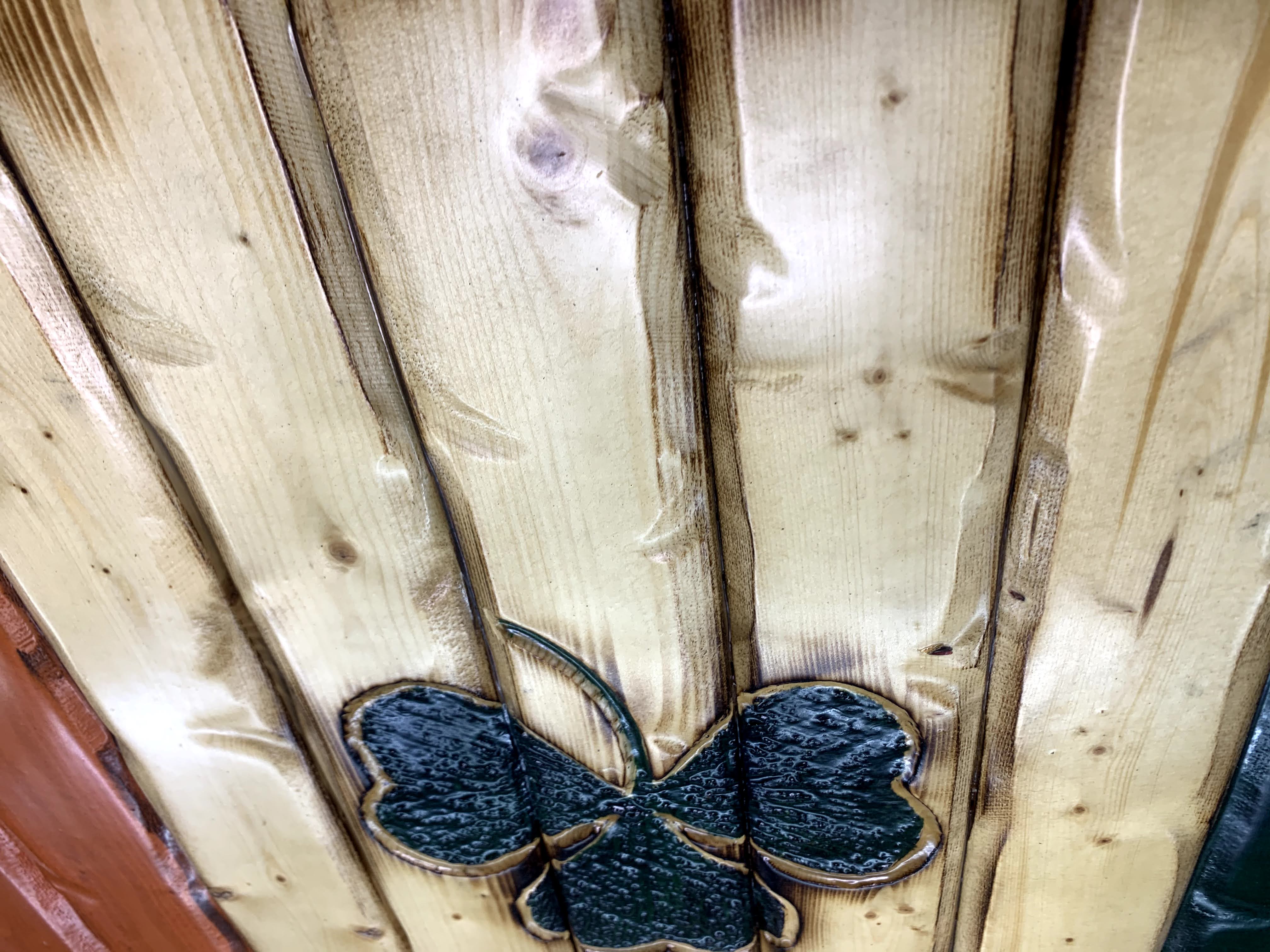 Irish Shamrock Glory Handcarved Wooden Flag
