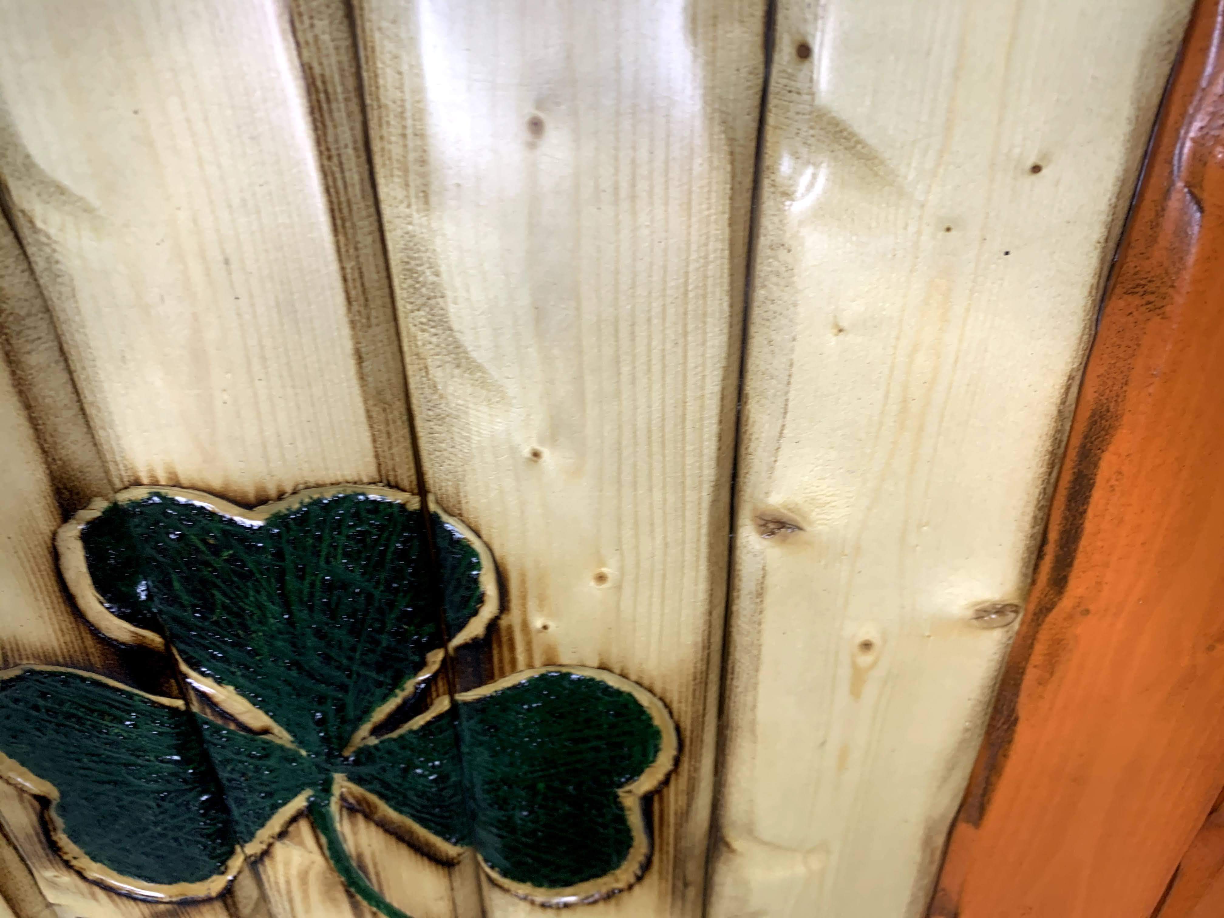 Irish Shamrock Glory Handcarved Wooden Flag