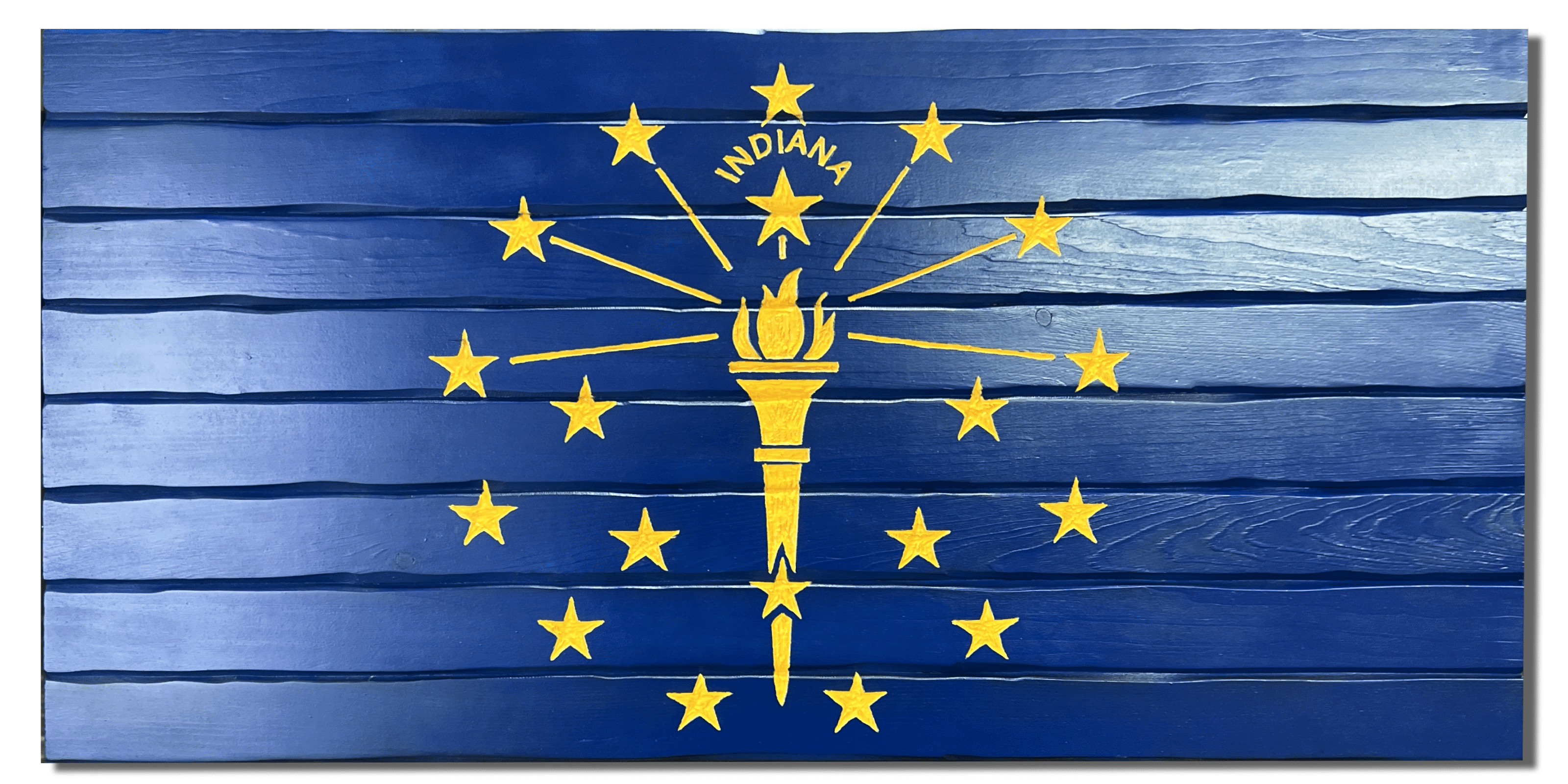 Indiana Handcarved Wooden Flag