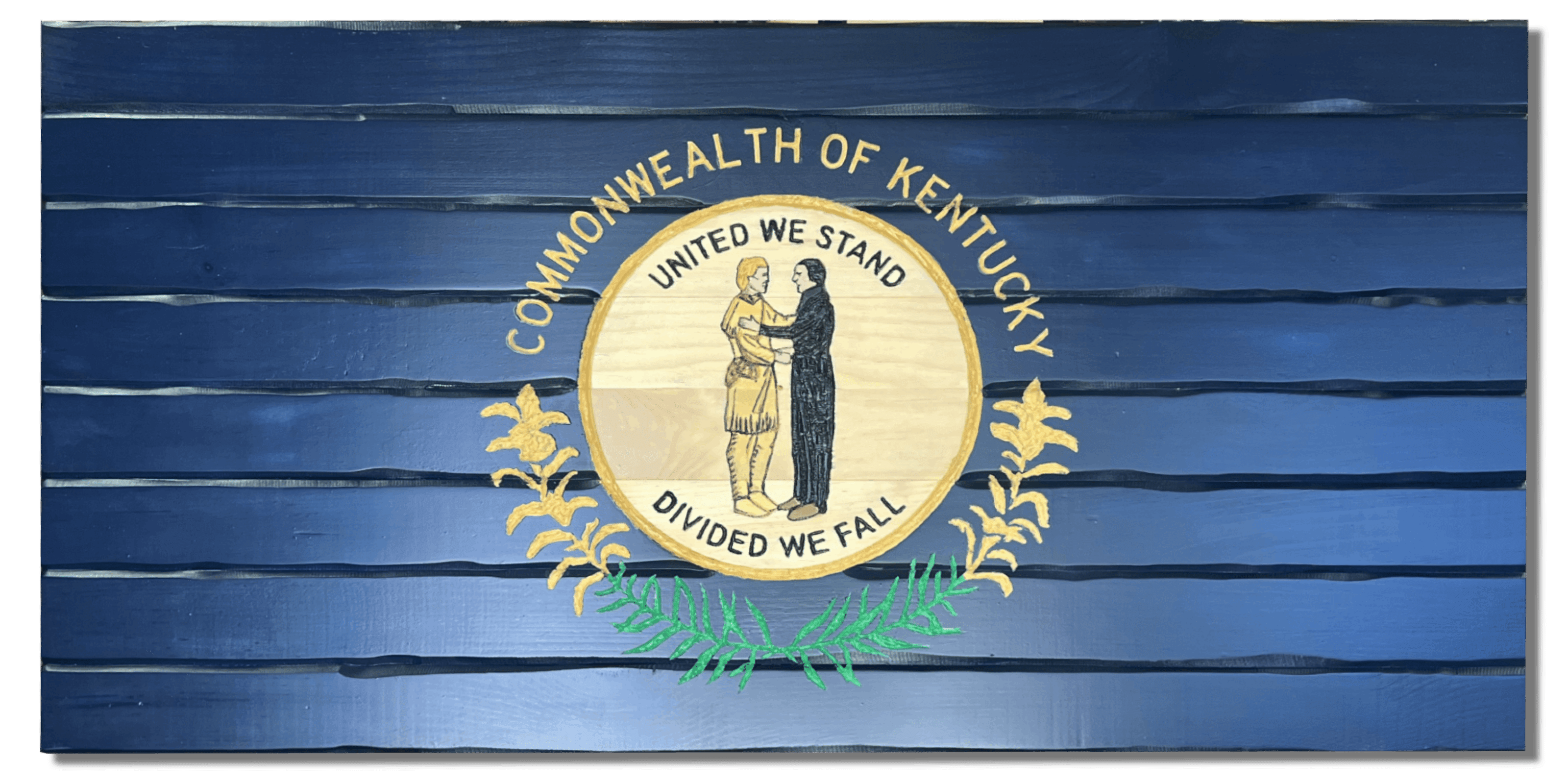 Kentucky Handcarved Wooden Flag