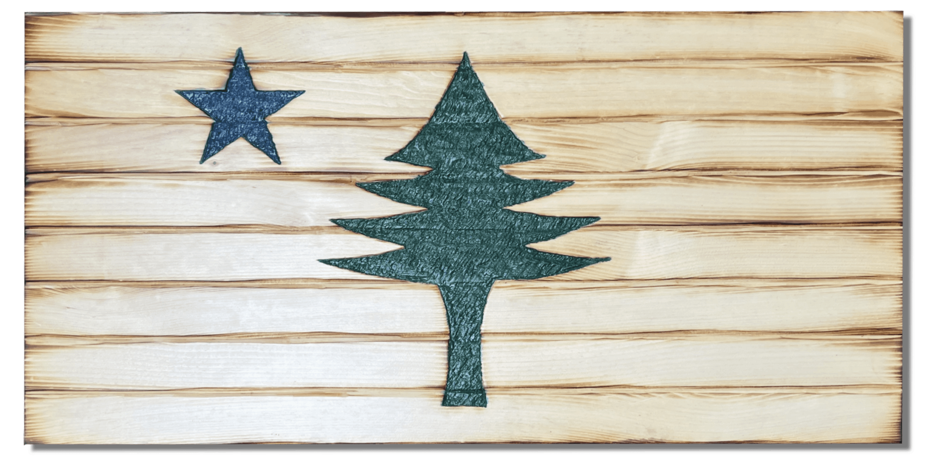 Maine Handcarved Wooden Flag