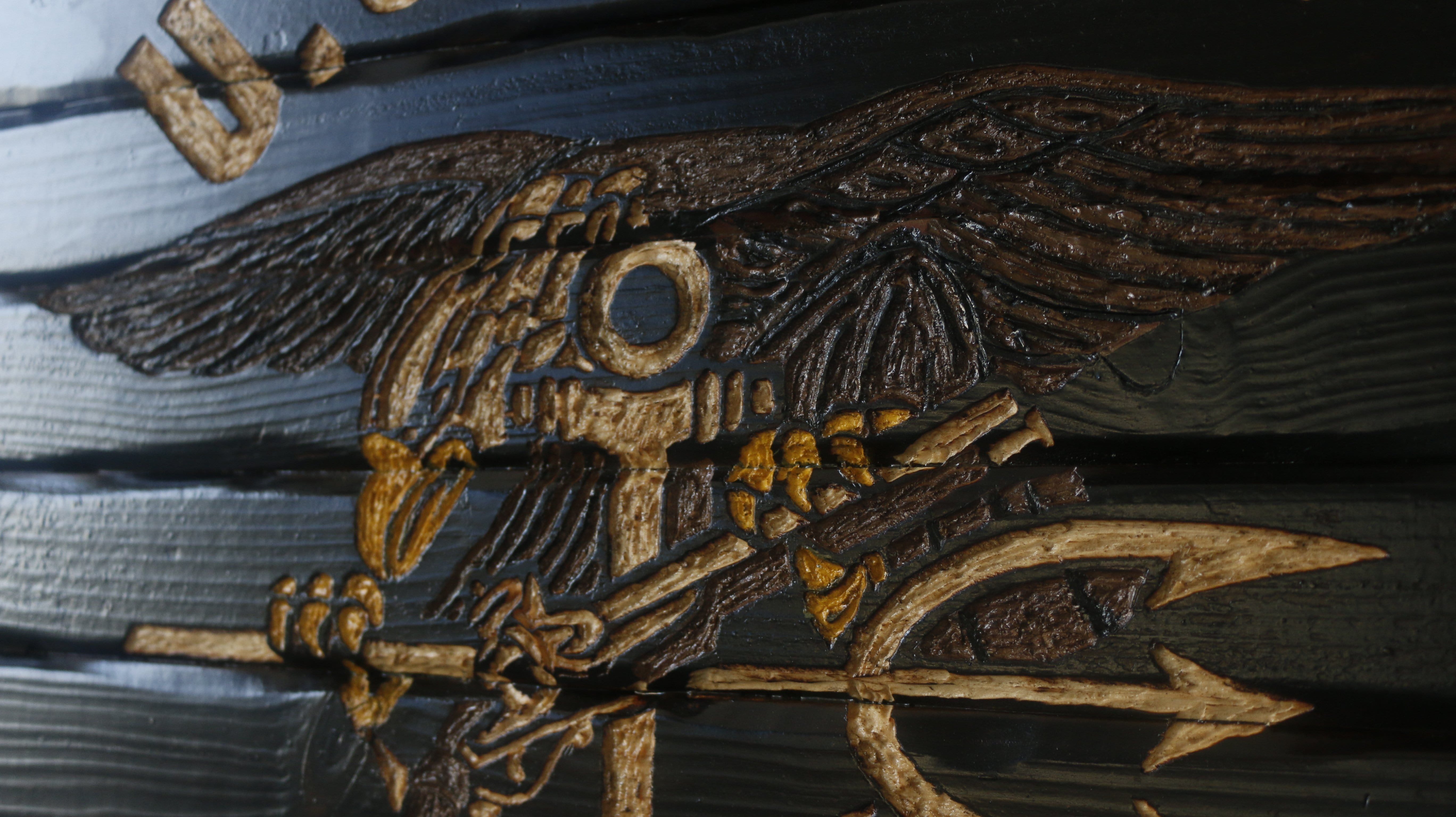 Navy Seal Full Handcarved Wooden Flag