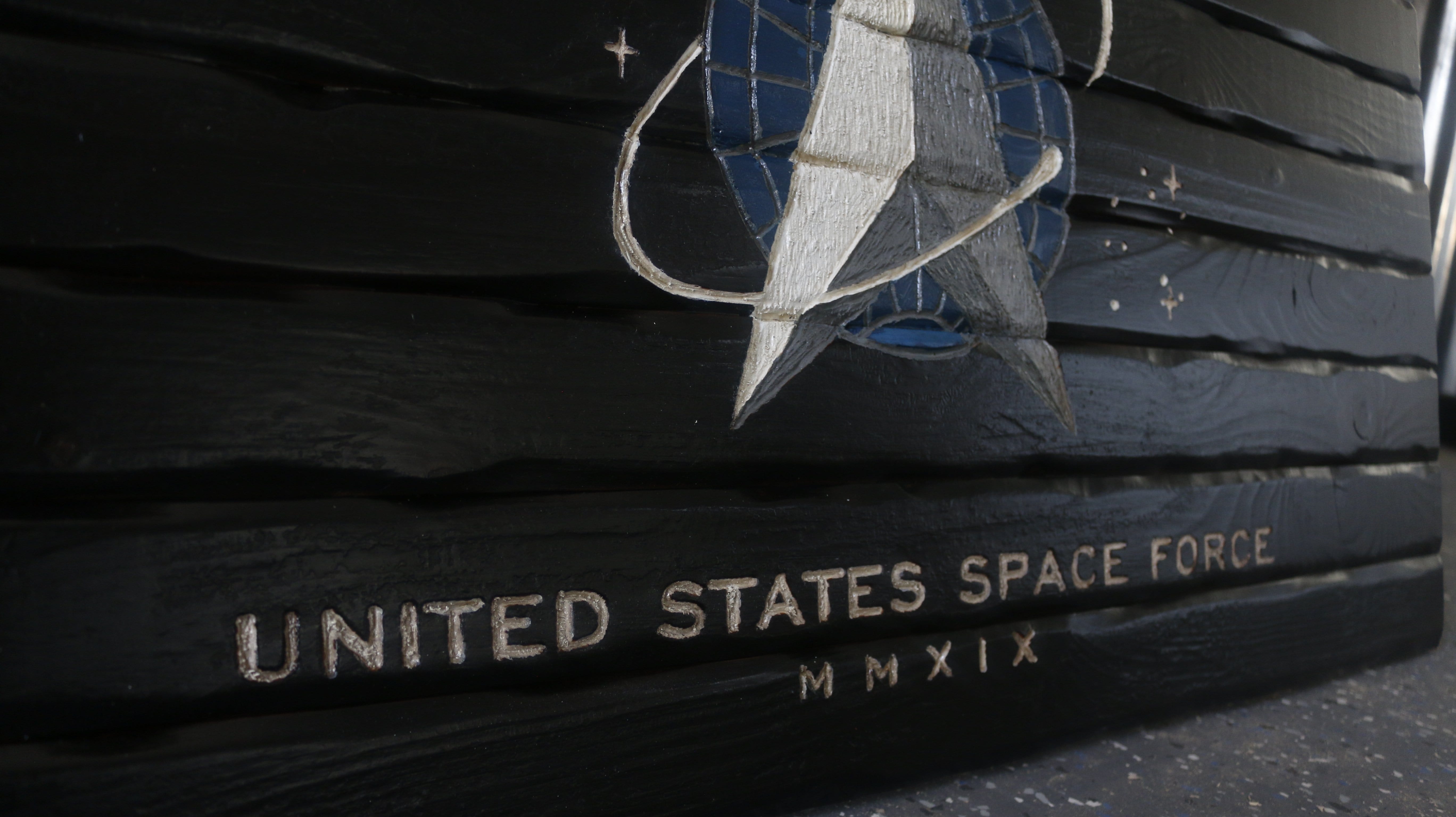 Space Force Full Handcarved Wooden Flag
