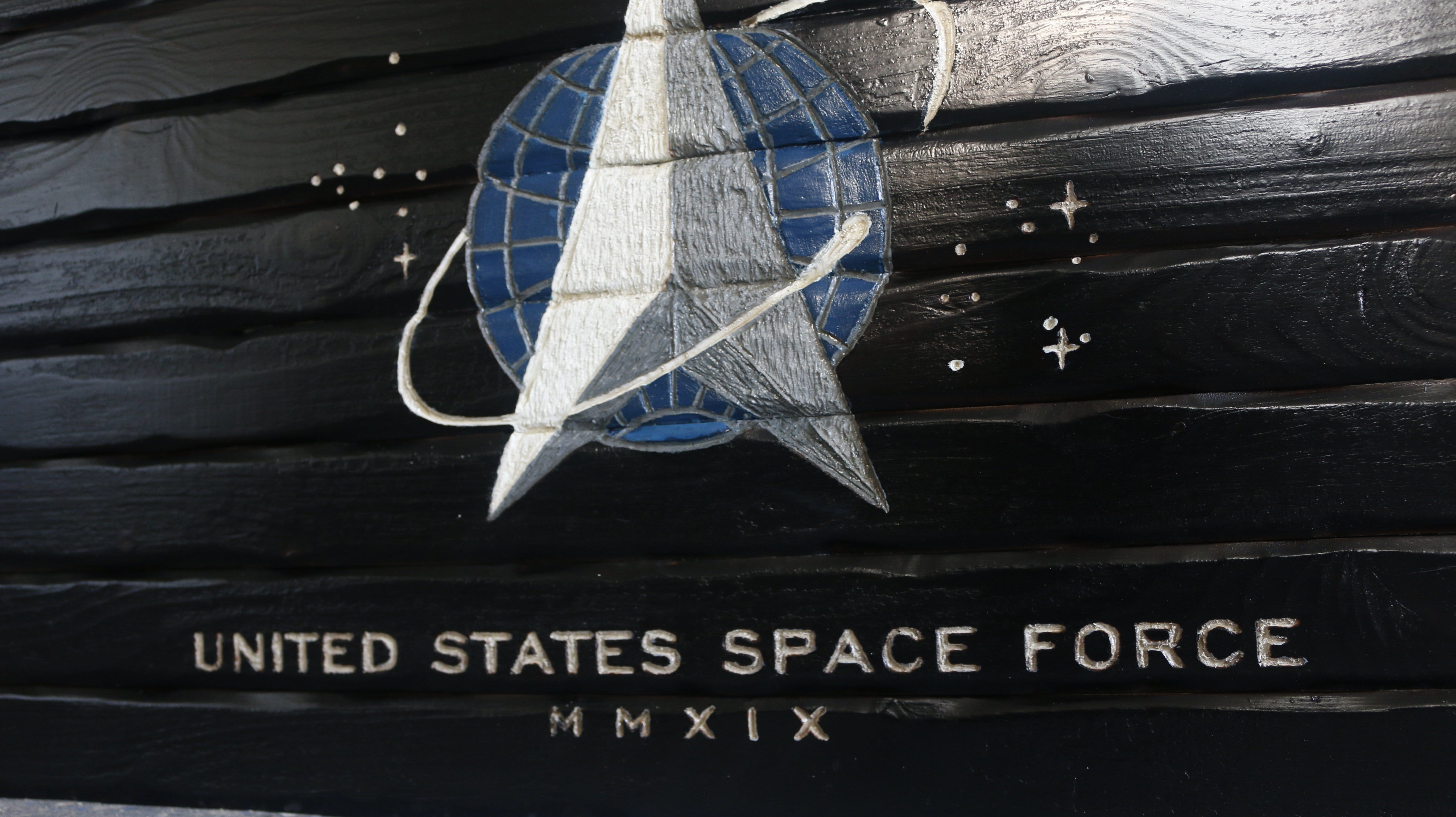 Space Force Full Handcarved Wooden Flag