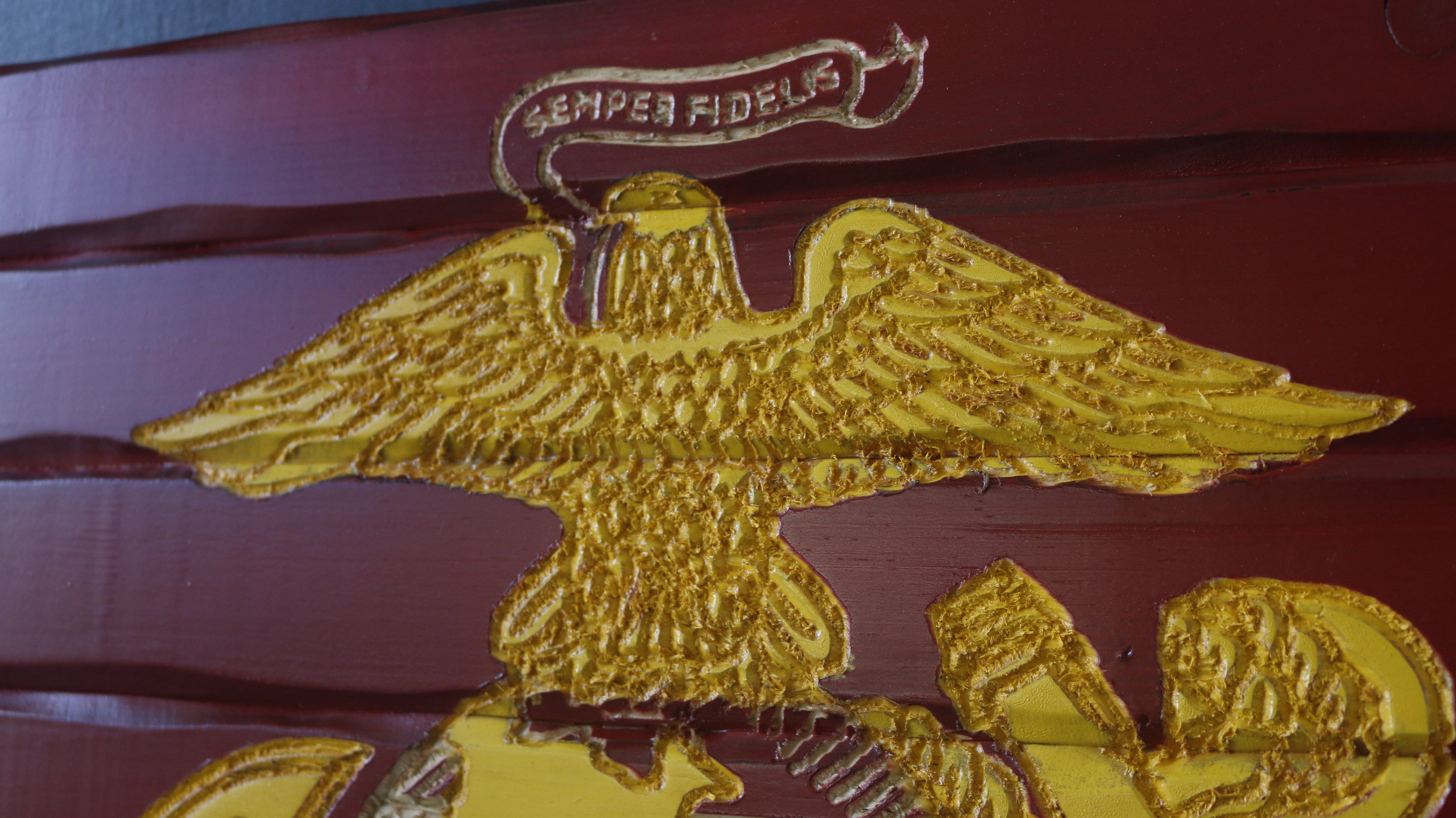 Marine Full Handcarved Wooden Flag