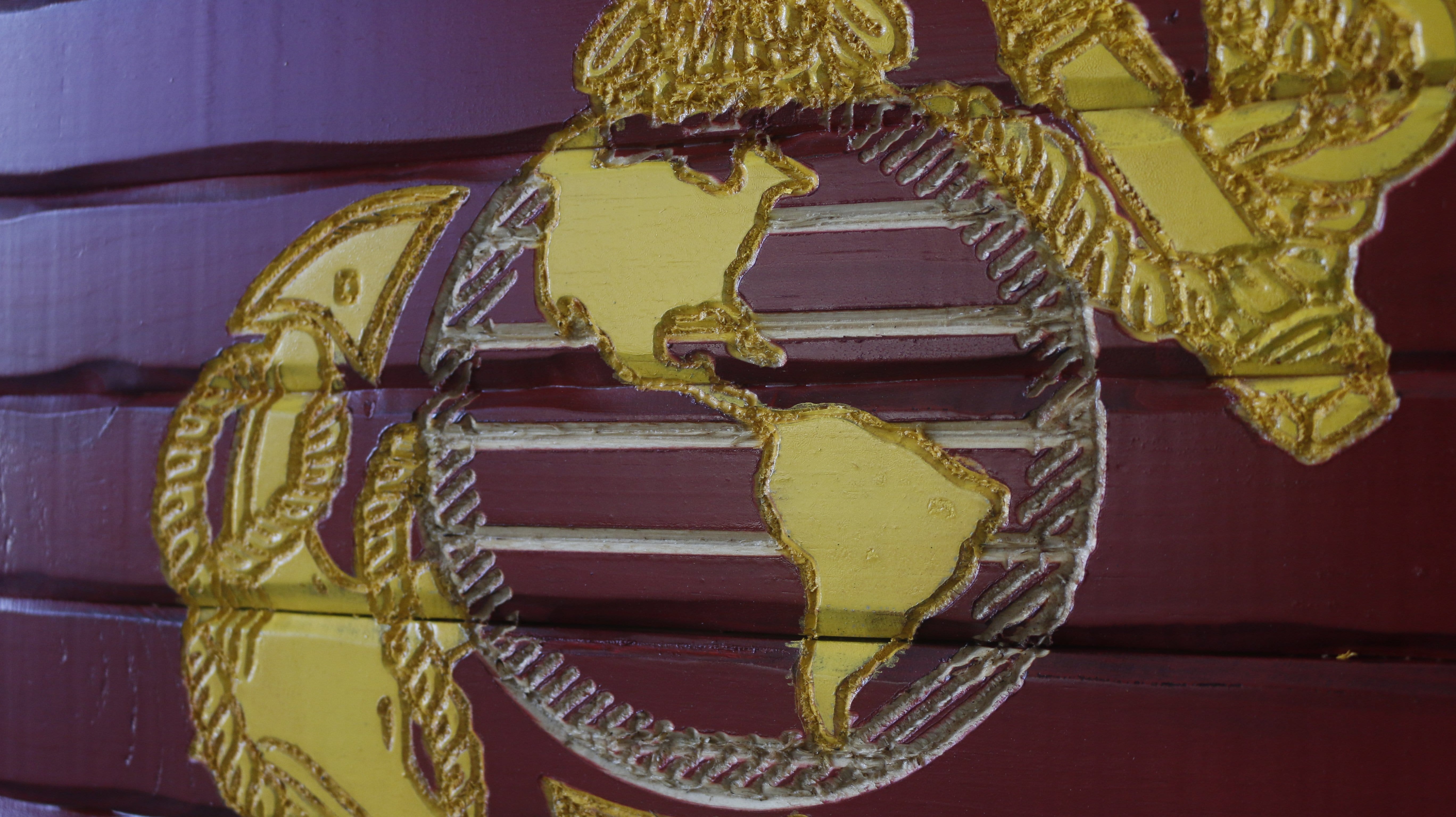 Marine Full Handcarved Wooden Flag