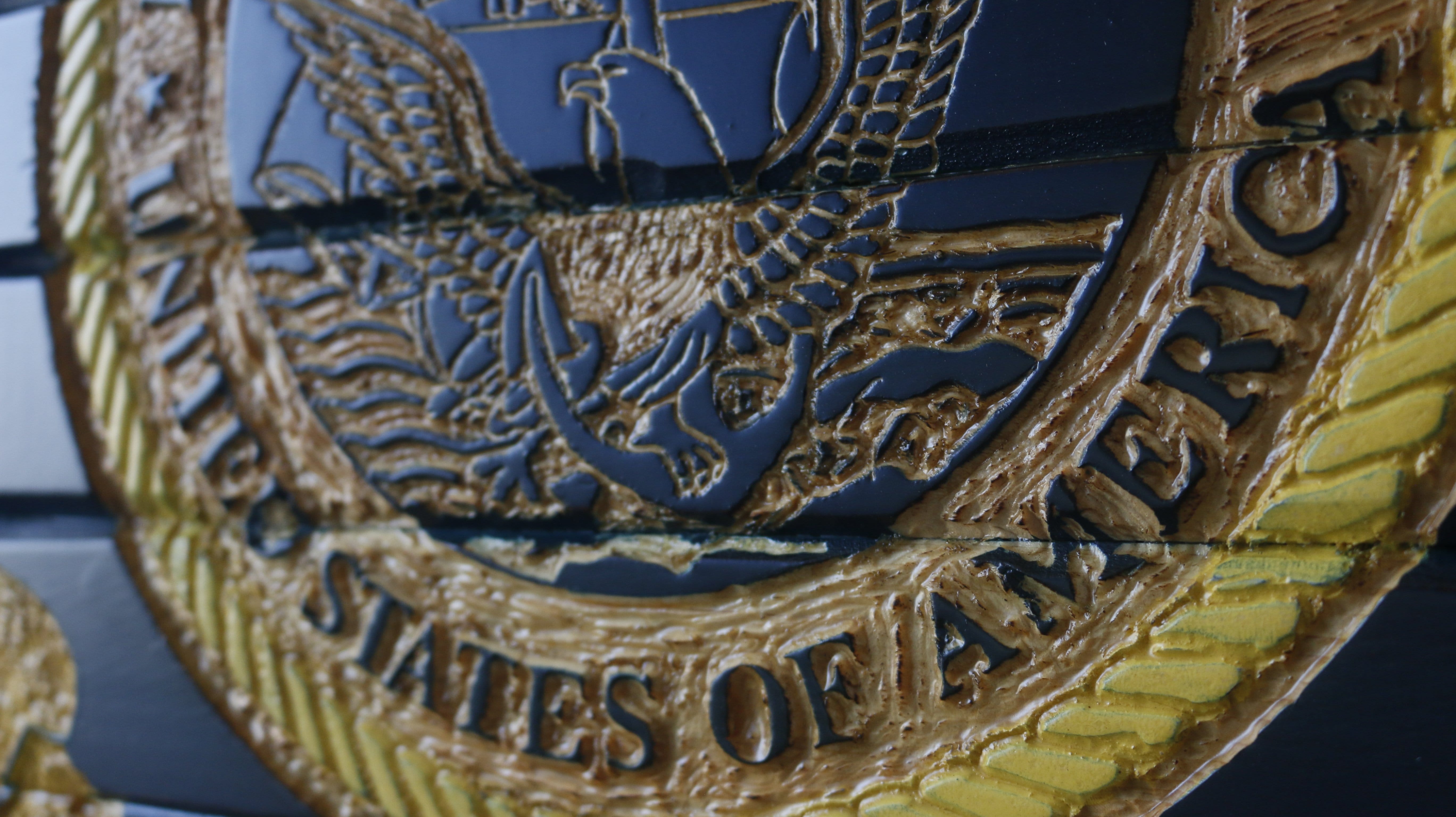 Navy Full Handcarved Wooden Flag