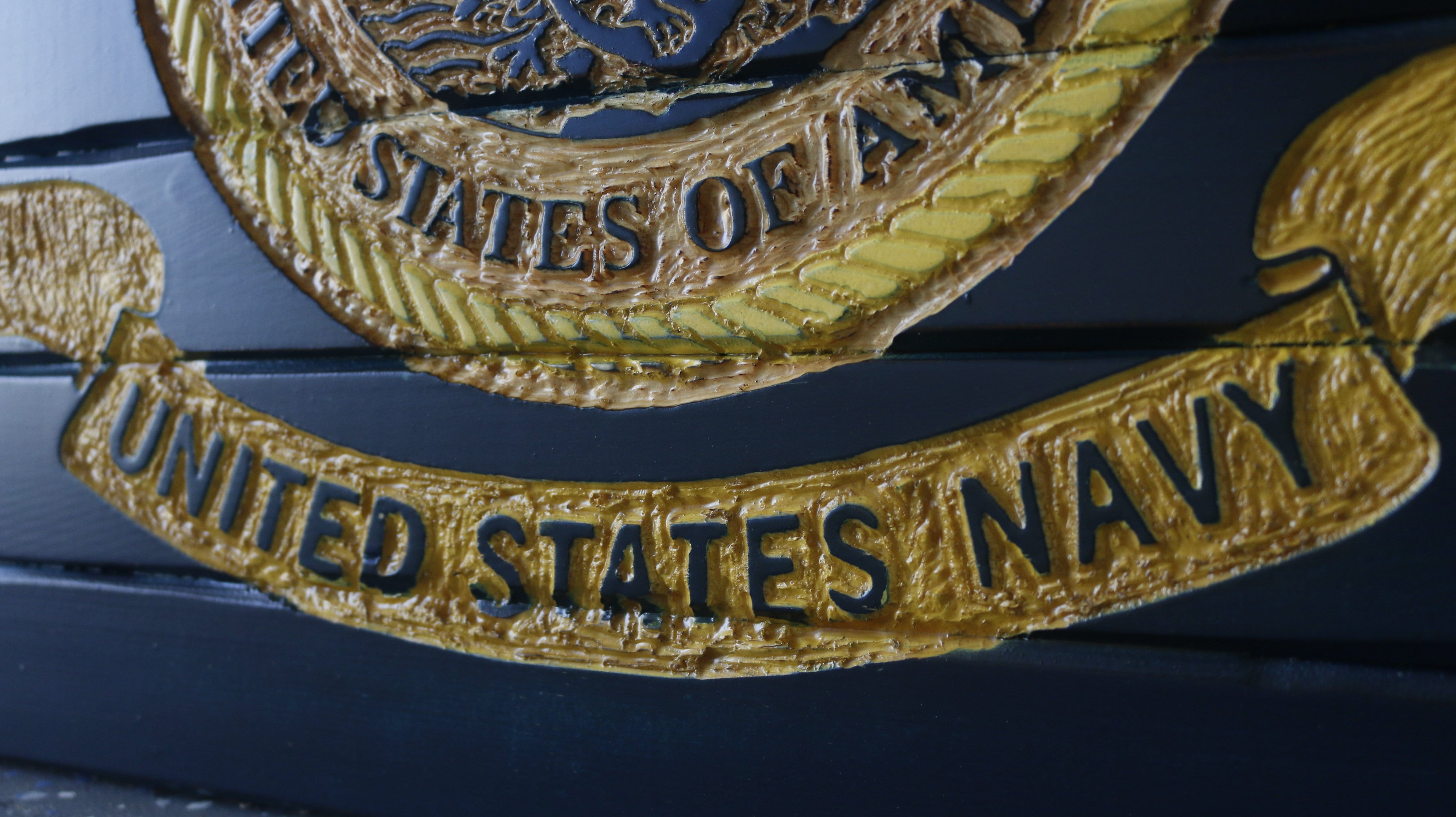 Navy Full Handcarved Wooden Flag