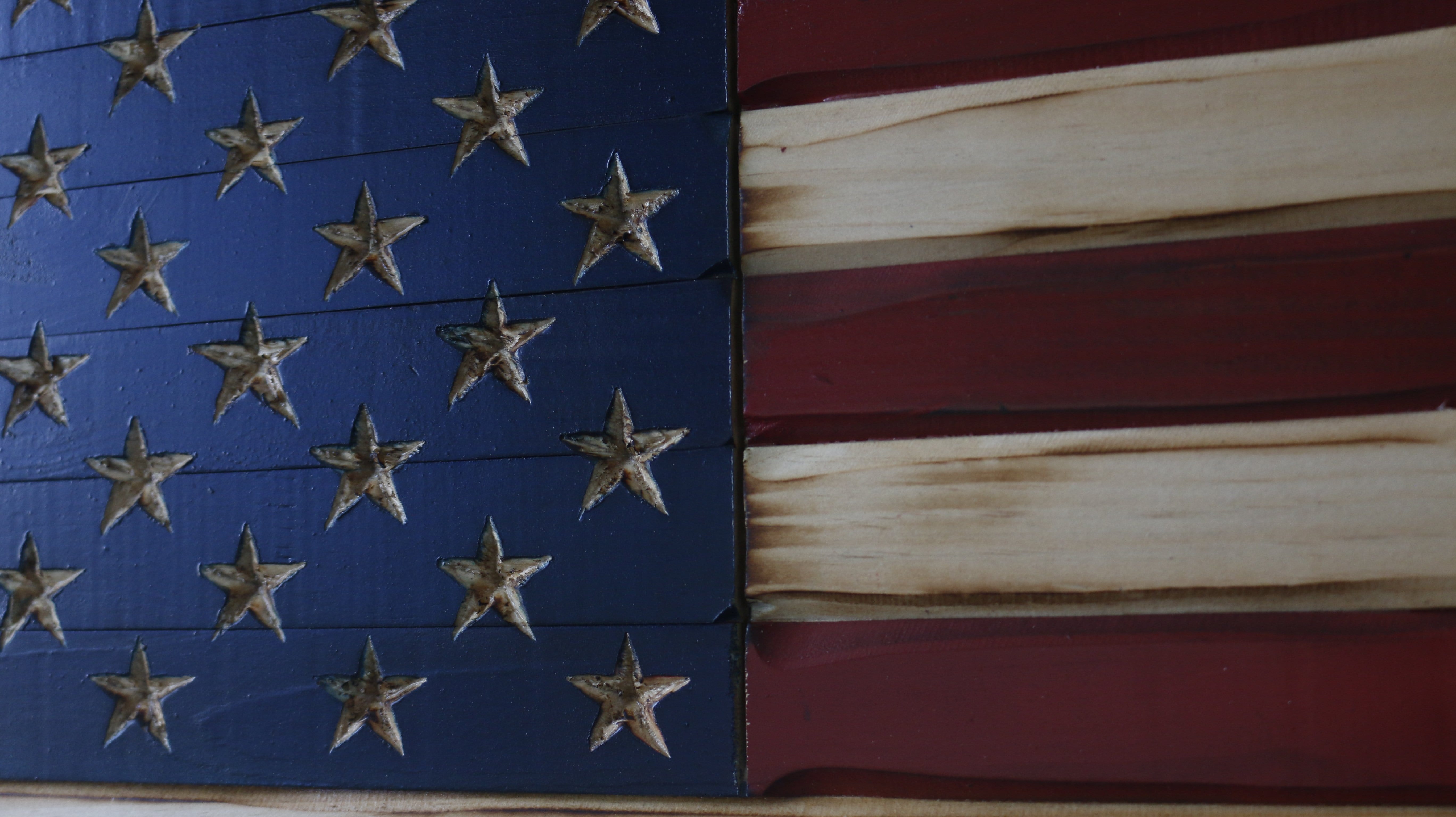 Vertical Old Glory Handmade Wooden Flag