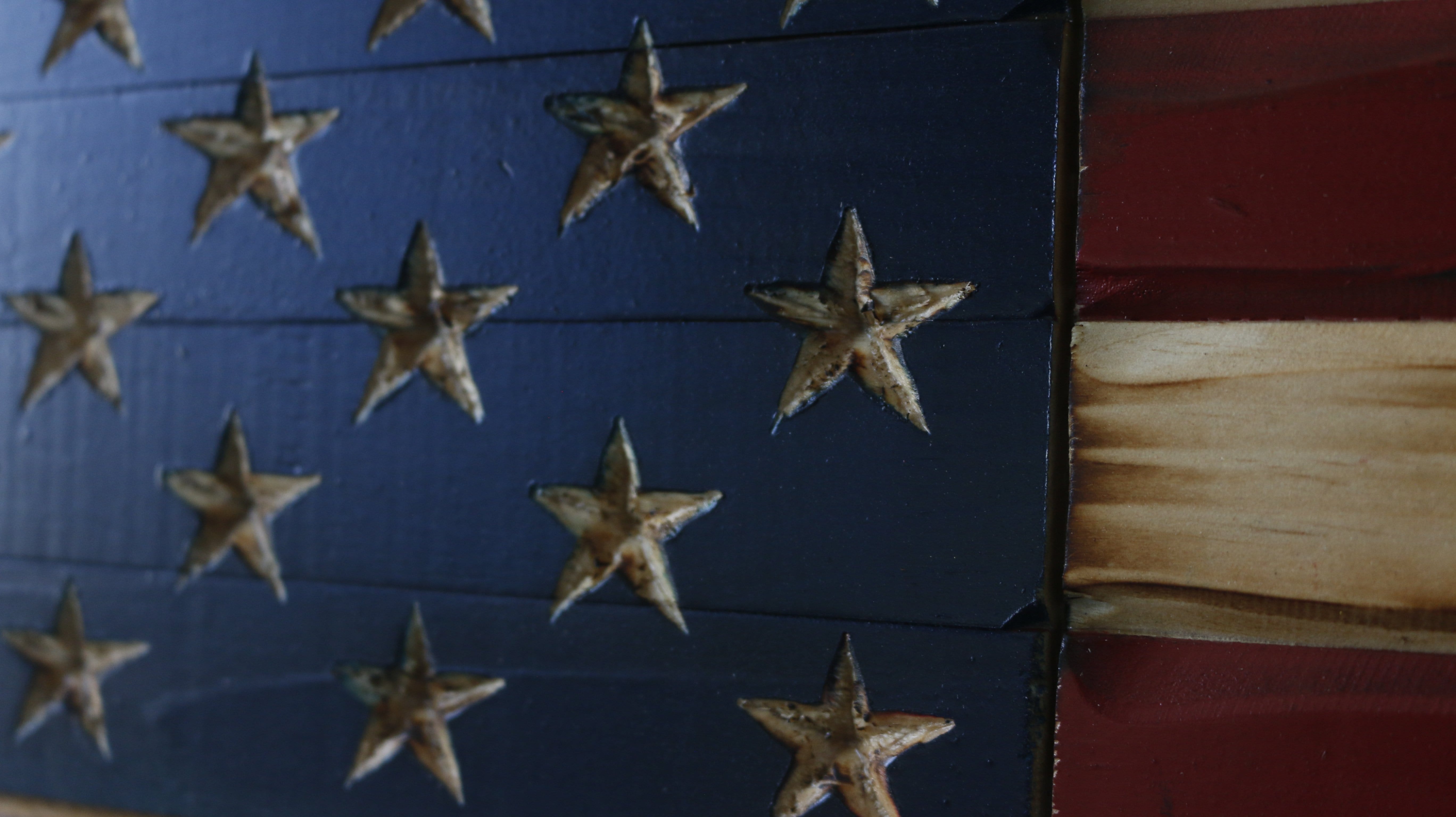 Vertical Old Glory Handmade Wooden Flag