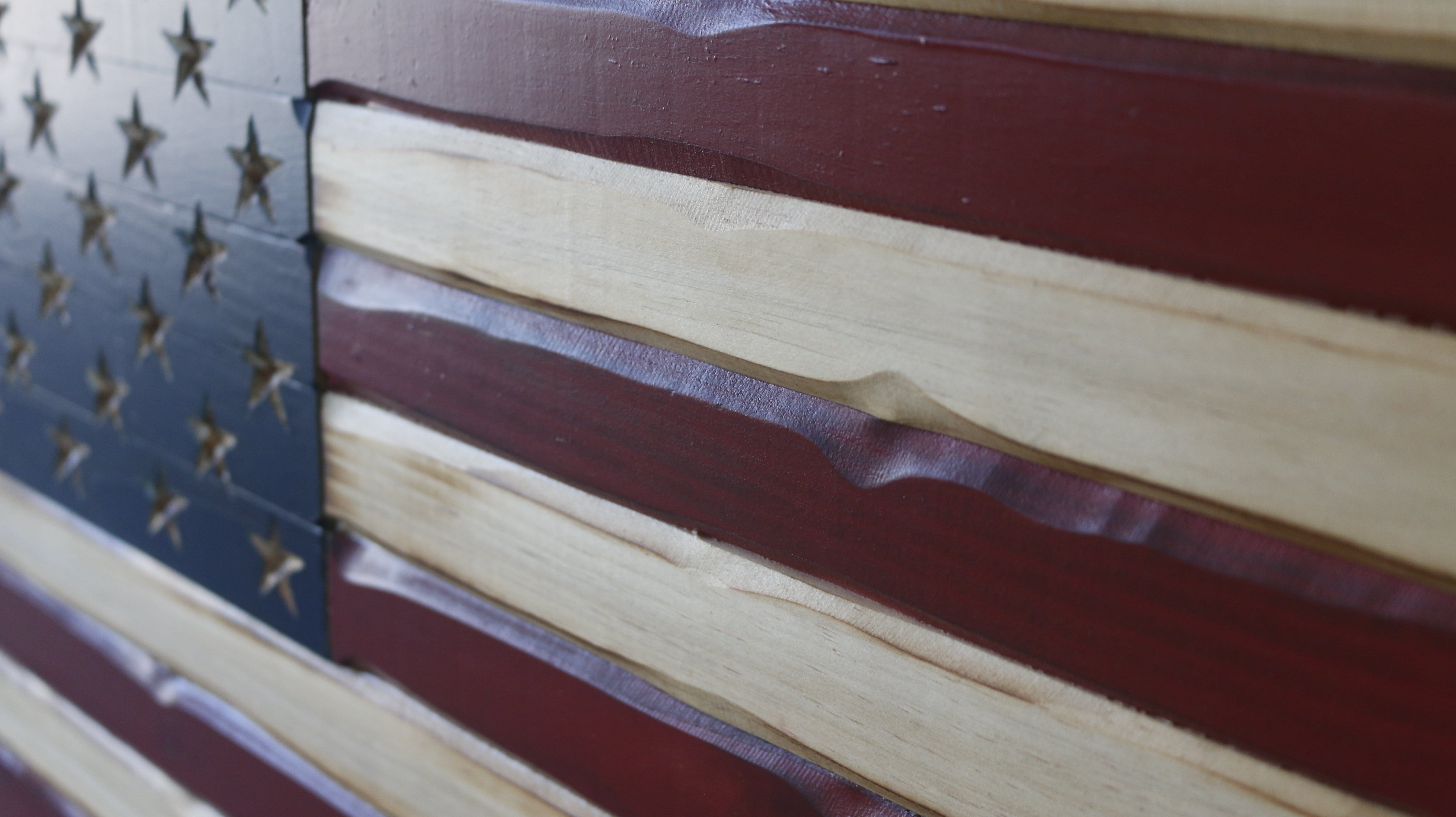 Vertical Old Glory Handmade Wooden Flag