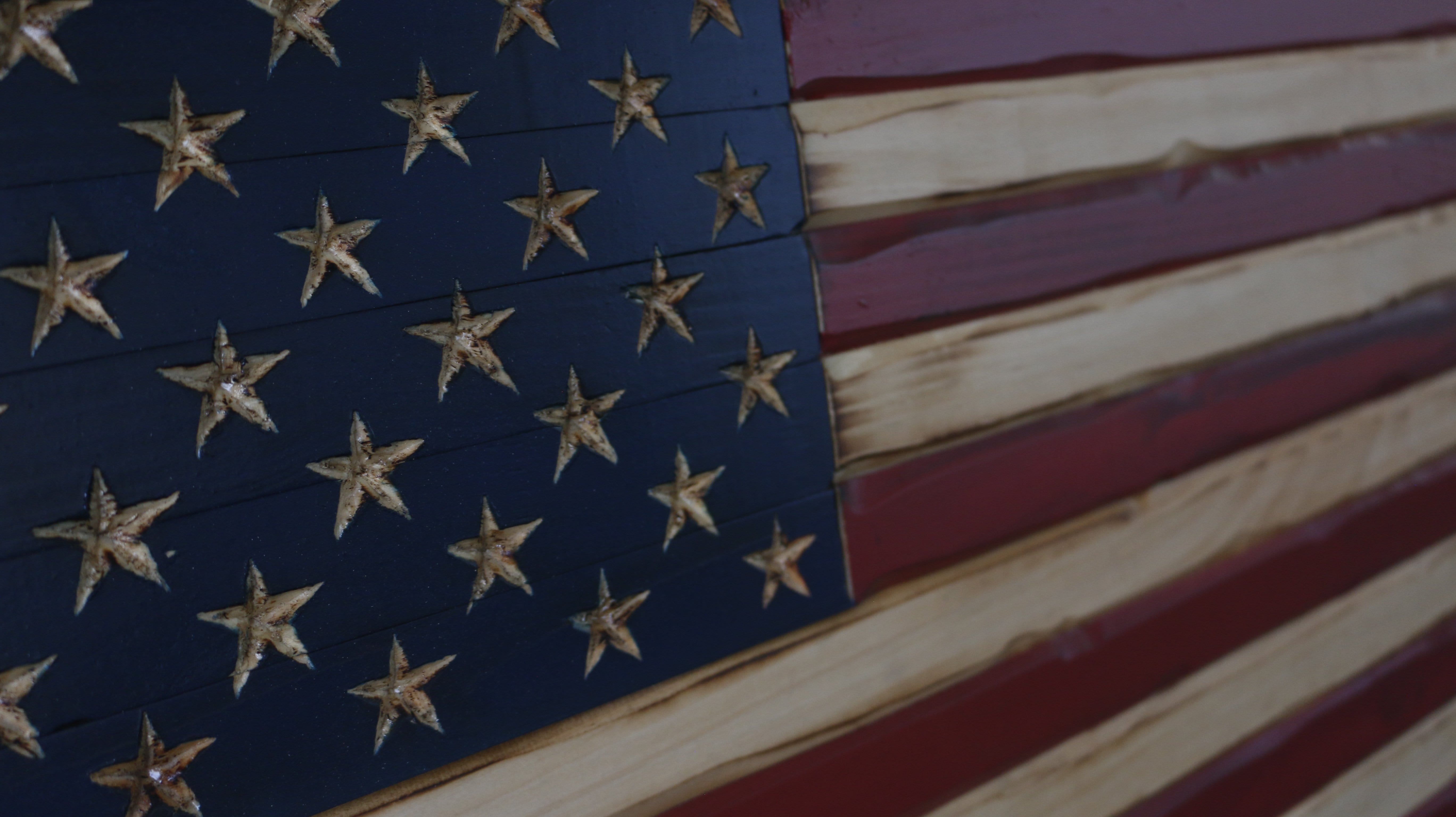 Vertical Old Glory Handmade Wooden Flag