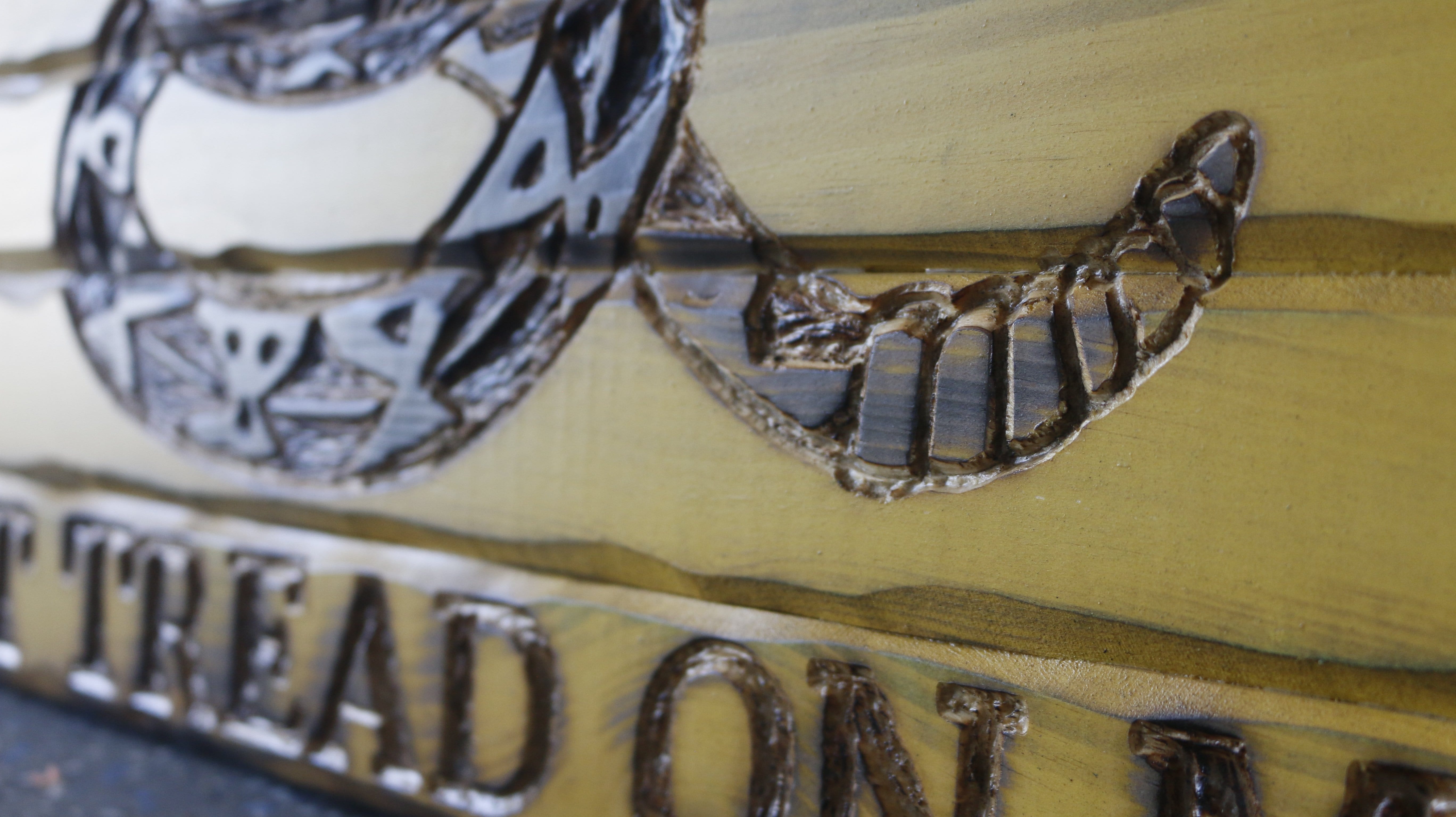 Don't Tread On Me Handcarved Wooden Flag