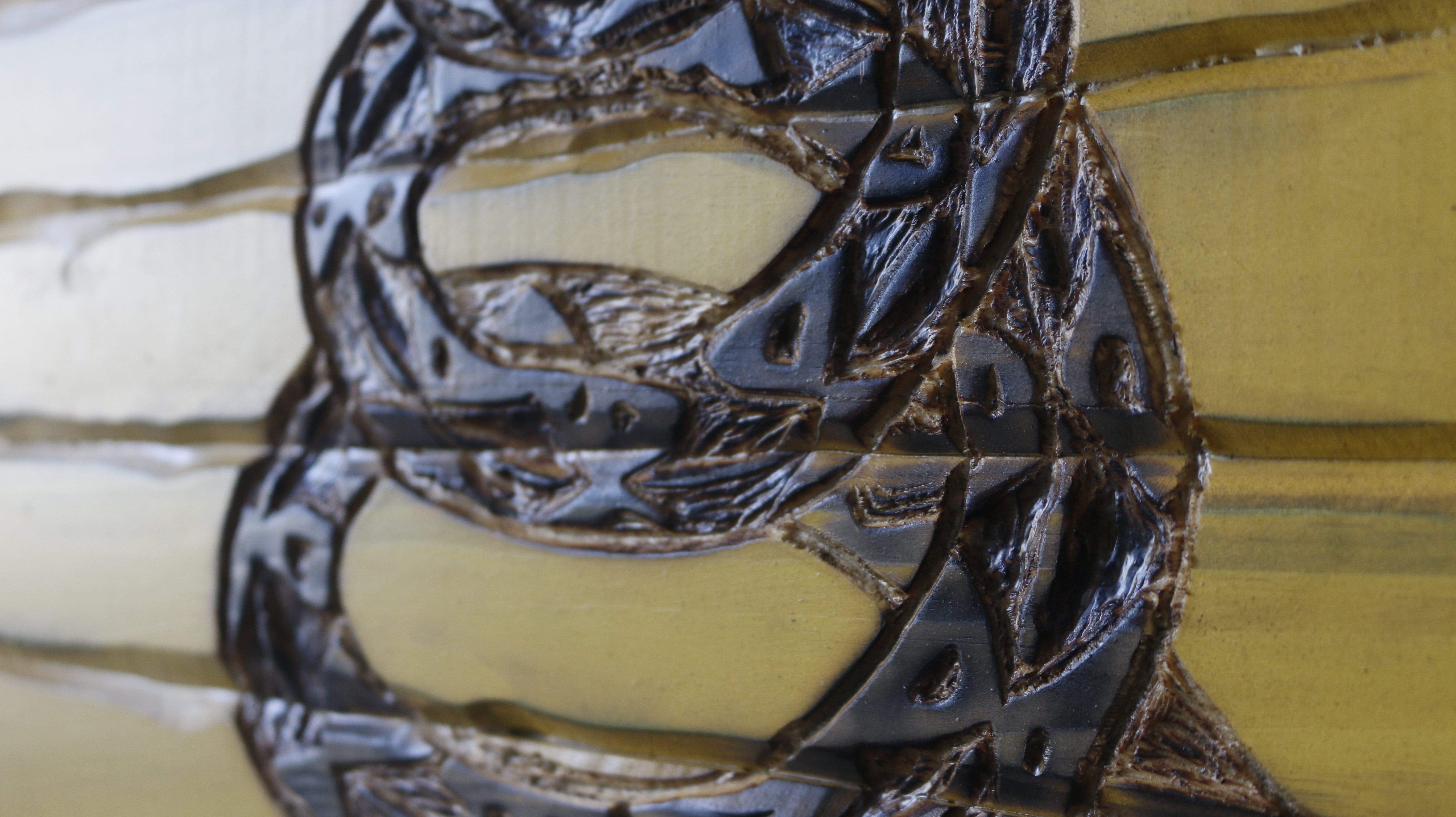 Don't Tread On Me Handcarved Wooden Flag