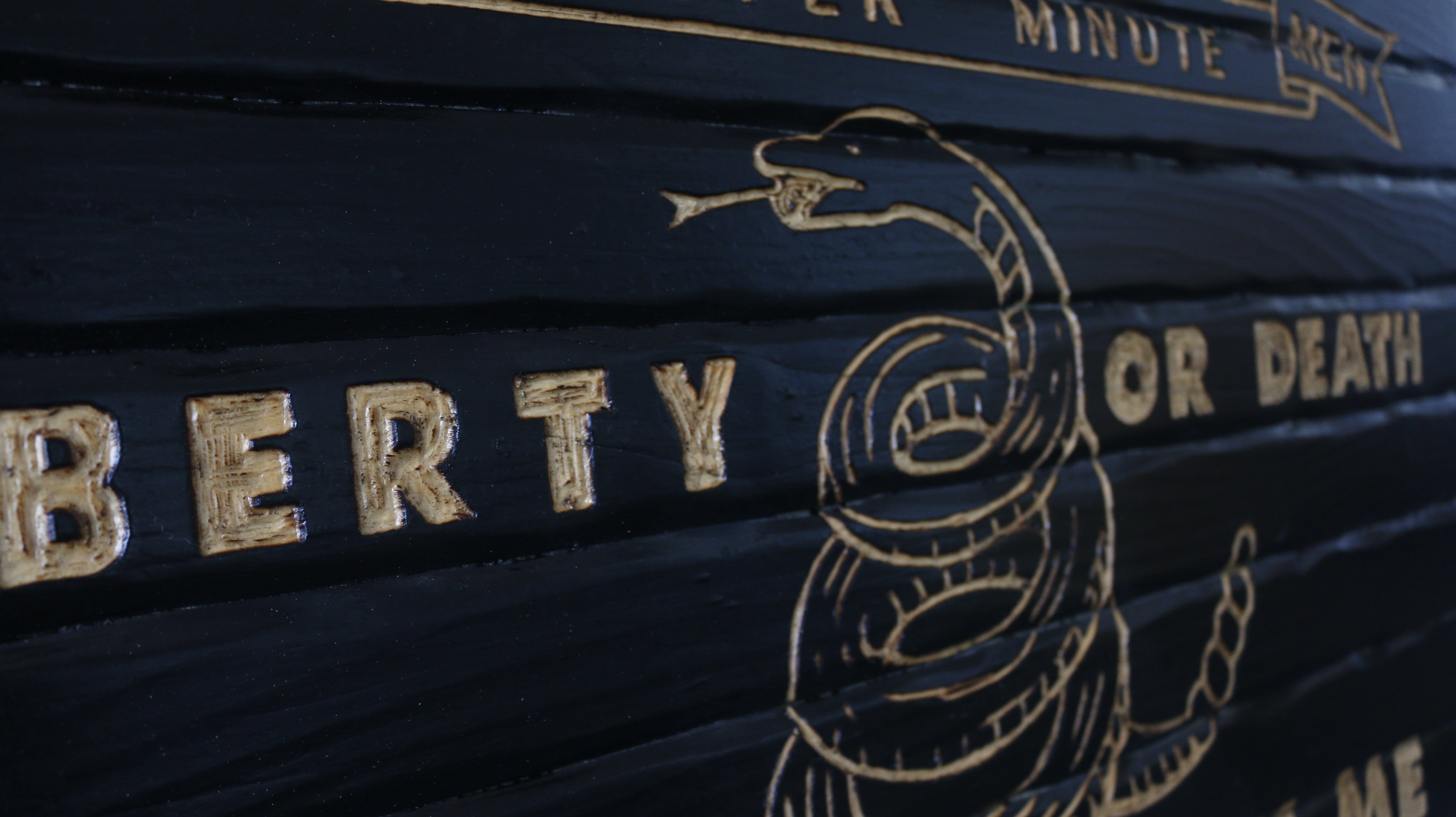 Liberty or Death Handcarved Wooden Flag