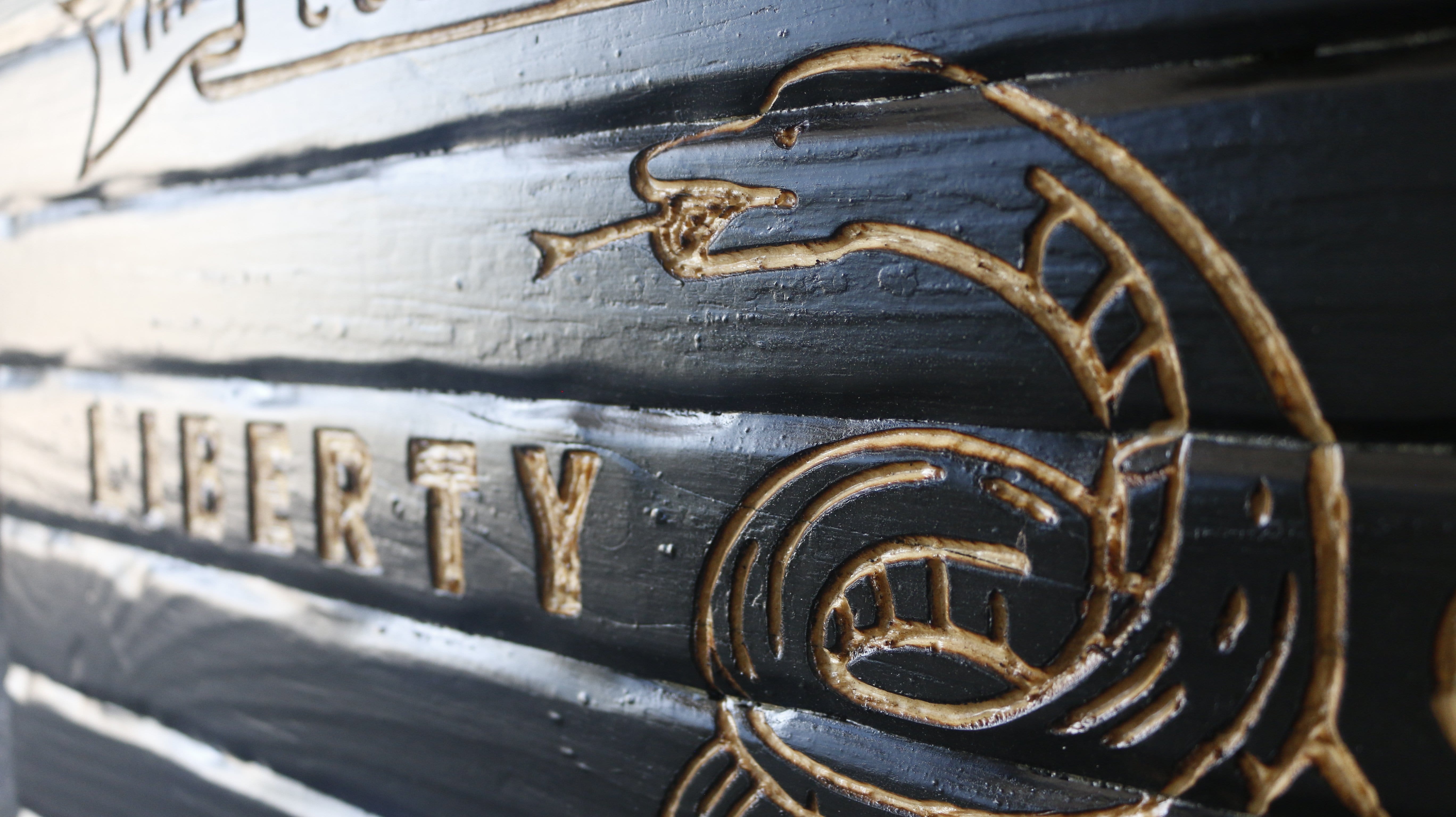 Liberty or Death Handcarved Wooden Flag