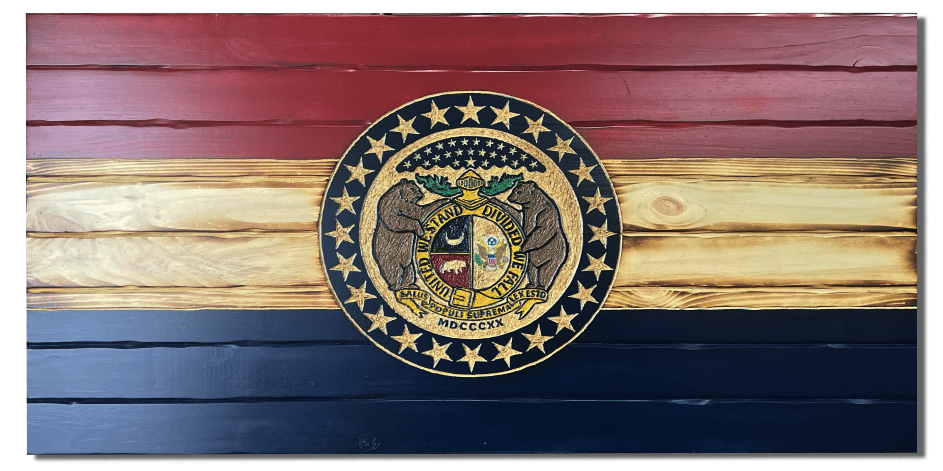 Missouri Handcarved Wooden Flag