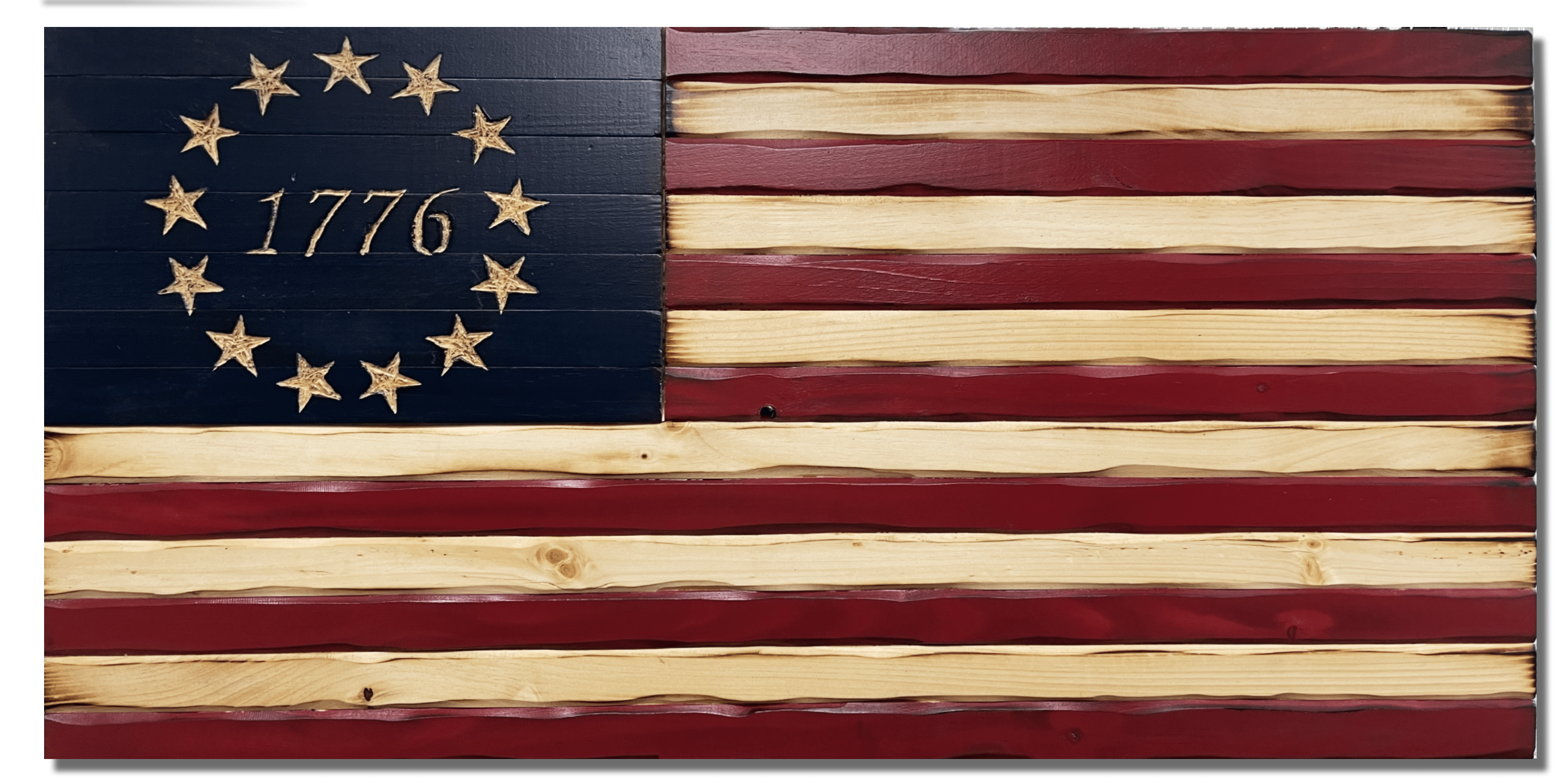 Wooden American Flag Handmade USA Betsy Ross 13 Stars 76'