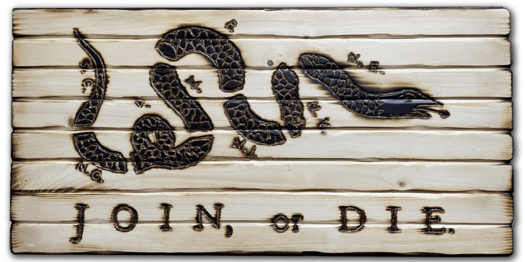 Join or Die Classic Handcarved Wooden Flag