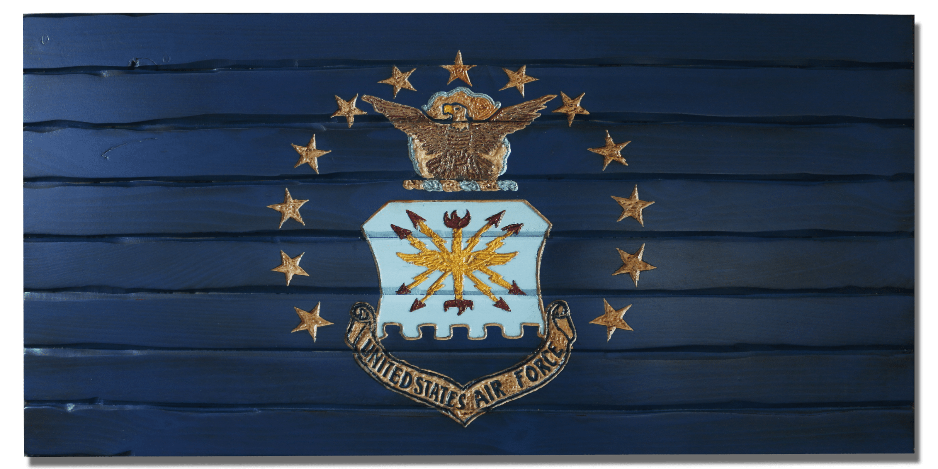 Air Force Full Handcarved Wooden Flag