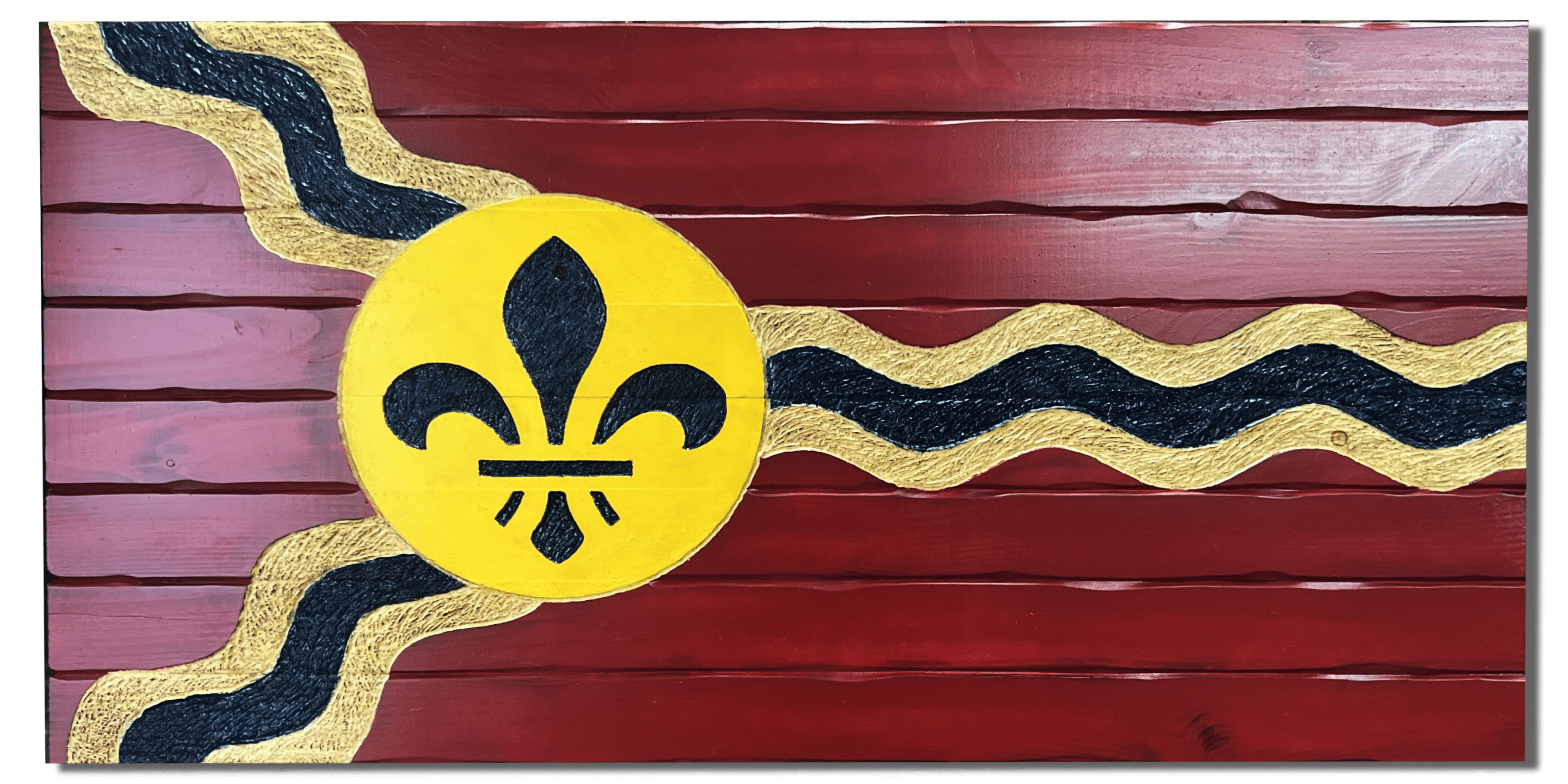 St. Louis Handcarved Wooden Flag
