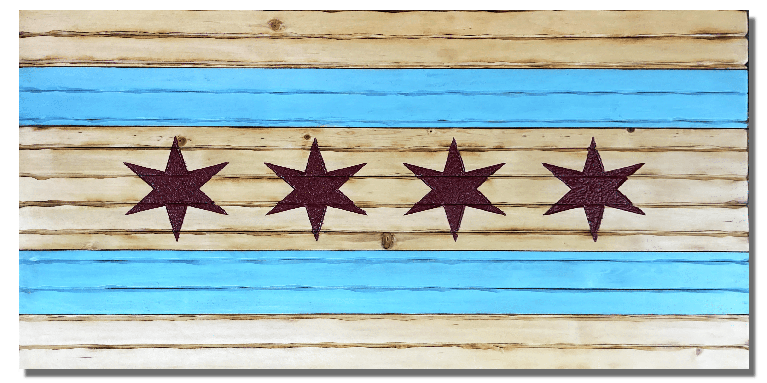 Chicago Handcarved Wooden Flag
