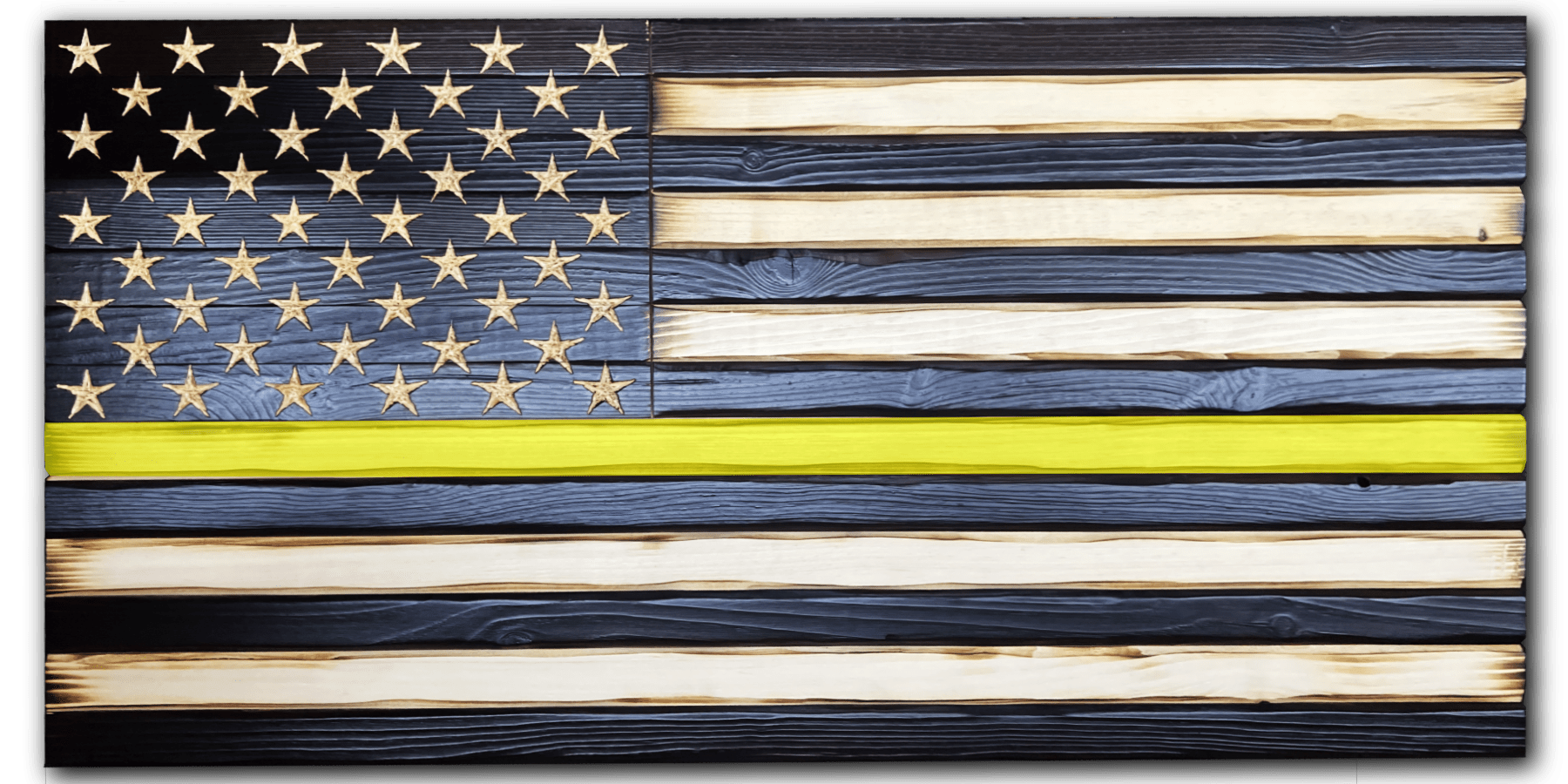 Thin Yellow Line Handcrafted Wooden Flag