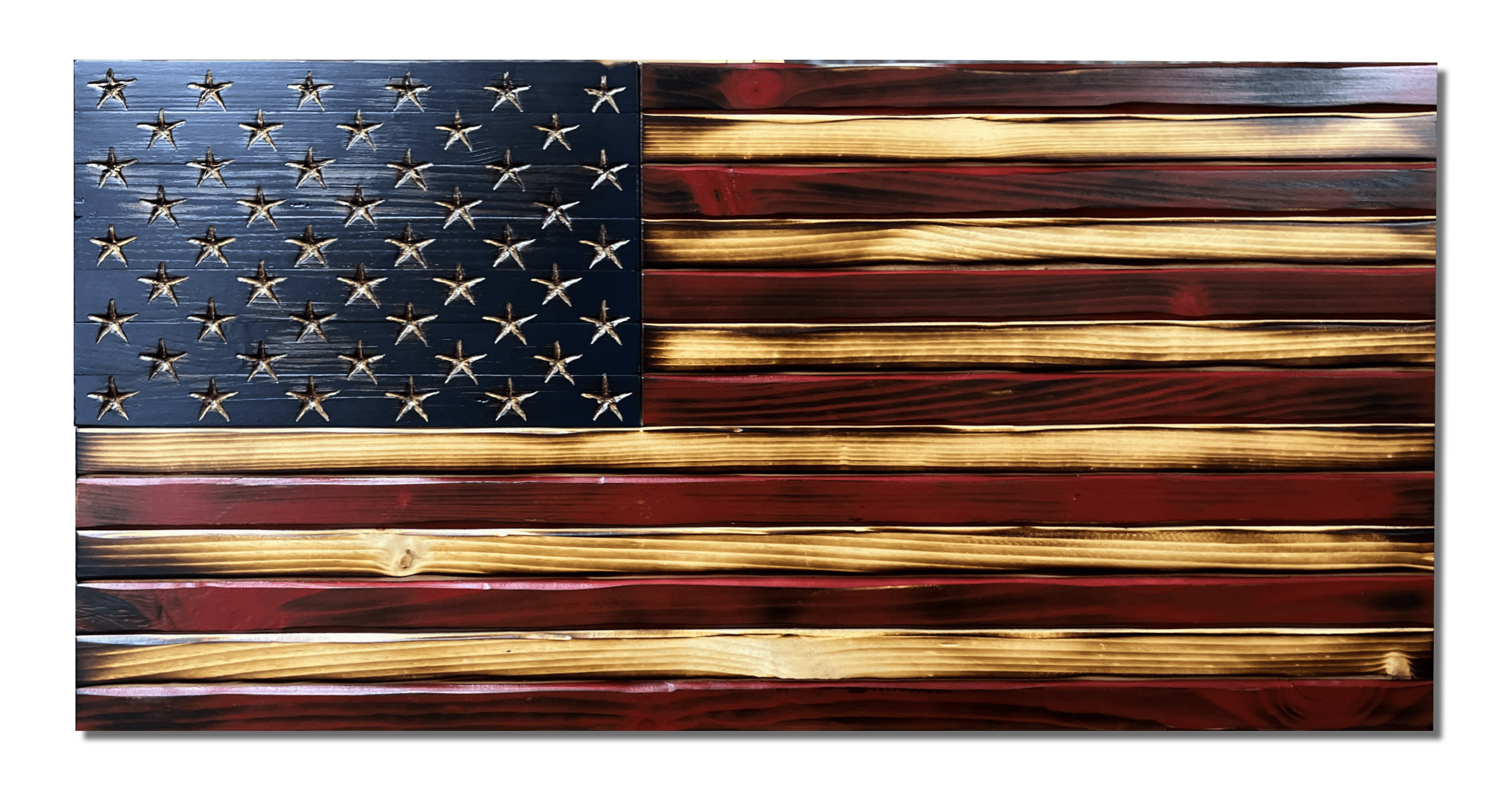 Weathered Old Glory Handmade Wooden American Flag