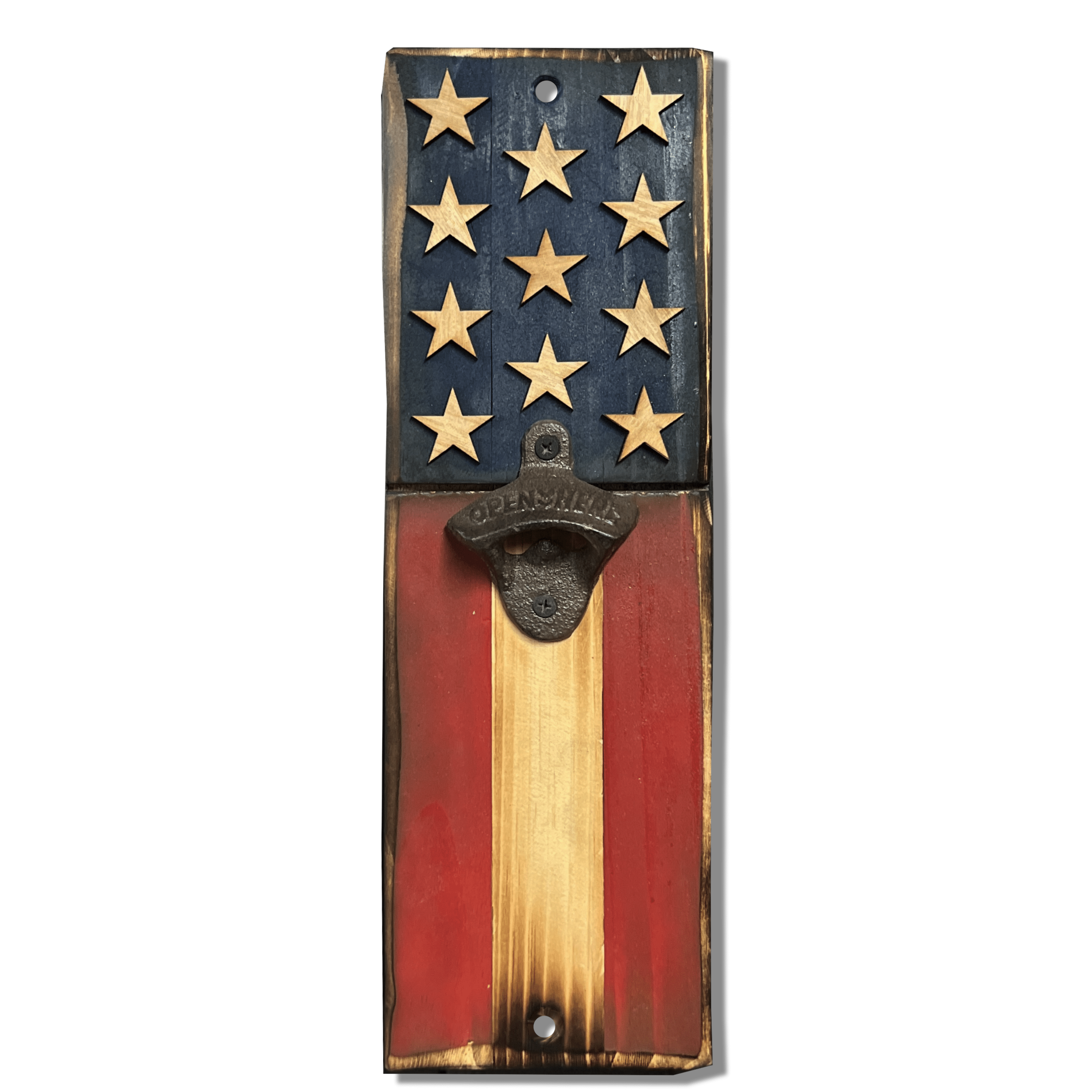American Flag Wooden Bottle Opener