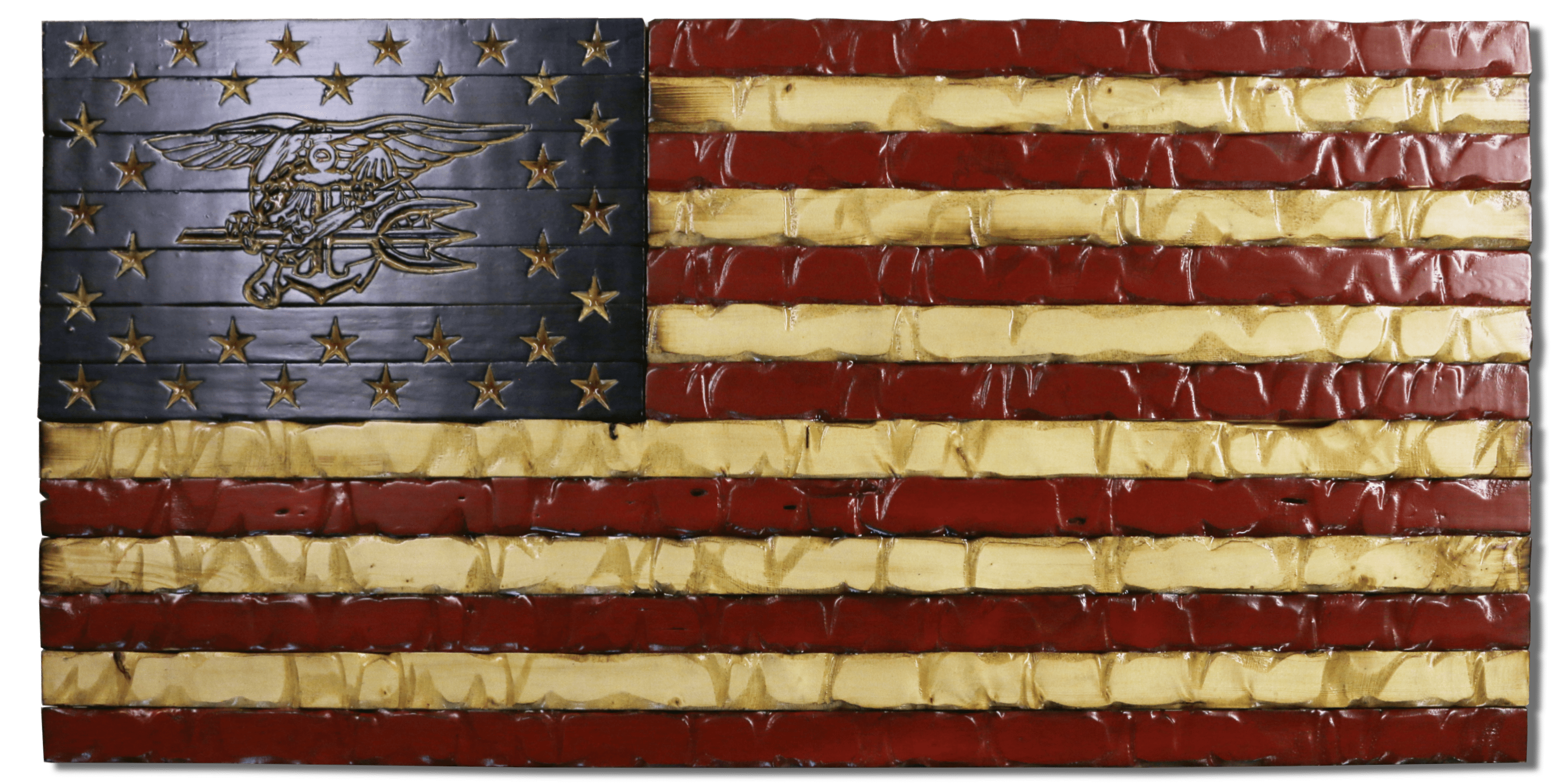 Navy Seal Glory Handcarved American Wooden Flag