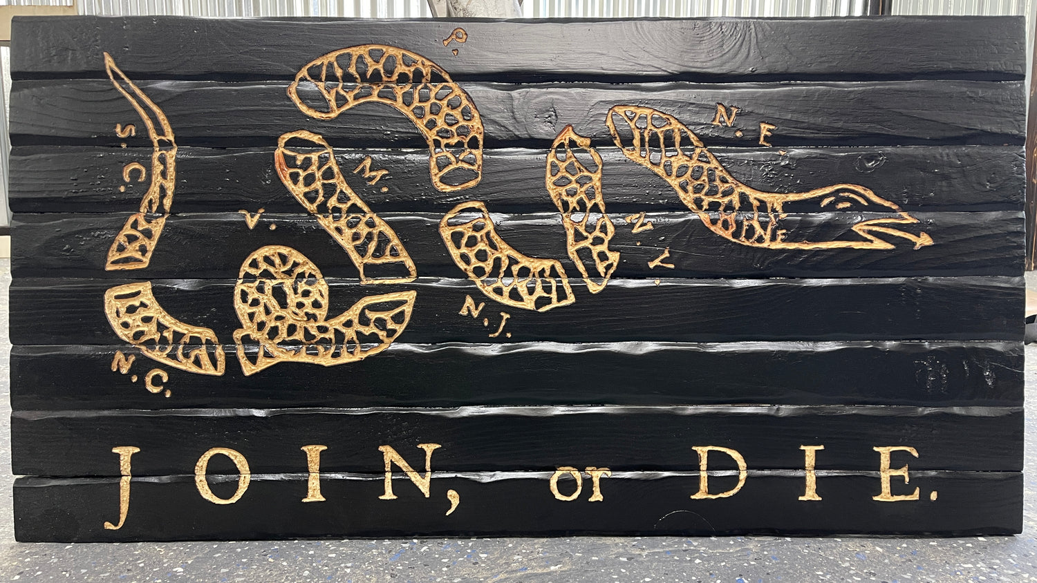 JOIN OR DIE WOODEN FLAG
