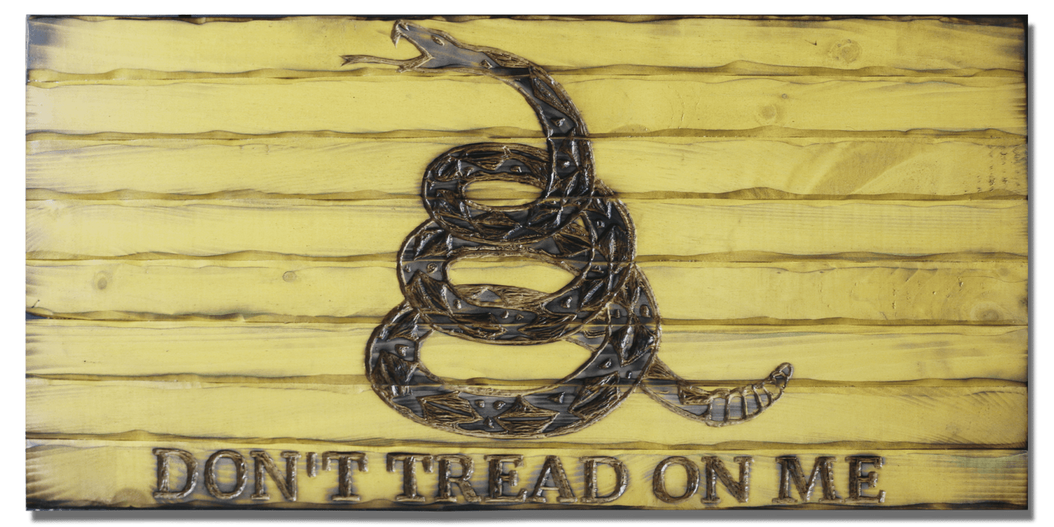 don't tread on me wooden flag 