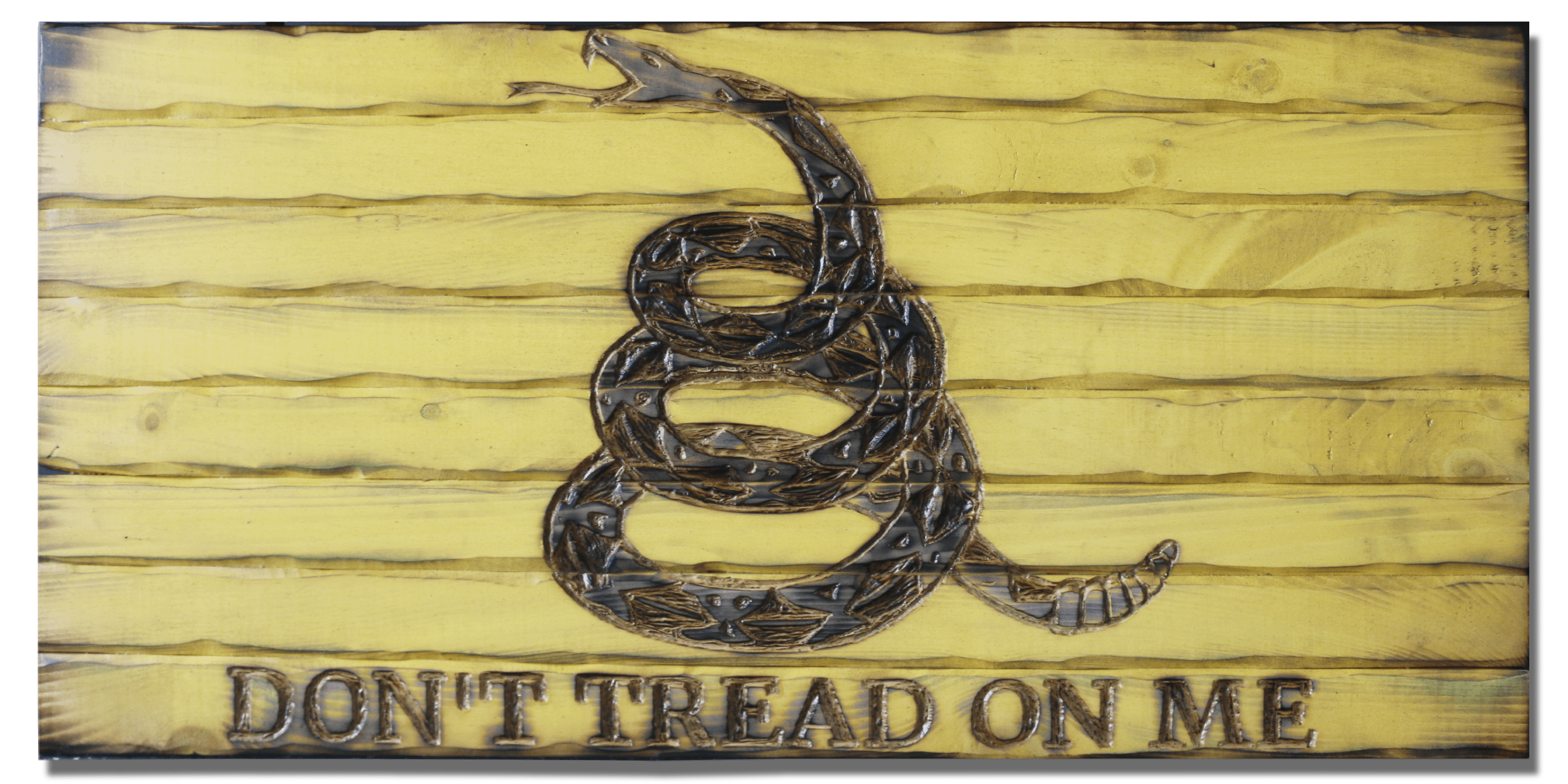 don't tread on me wooden flag 