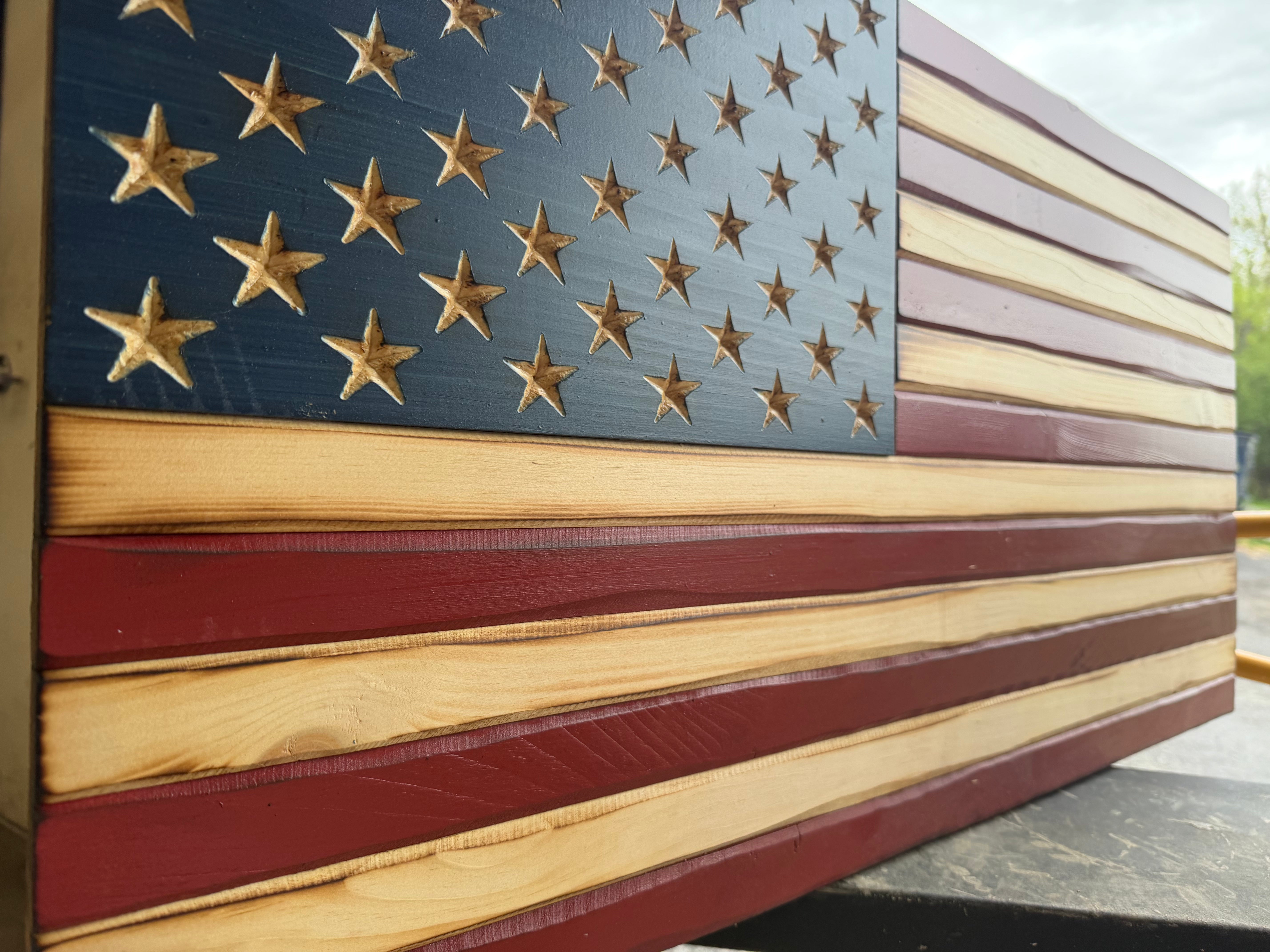 Medium 38x19 Old Glory //  Imperfections and or Damage See image for details / read description EXPEDITE 9876
