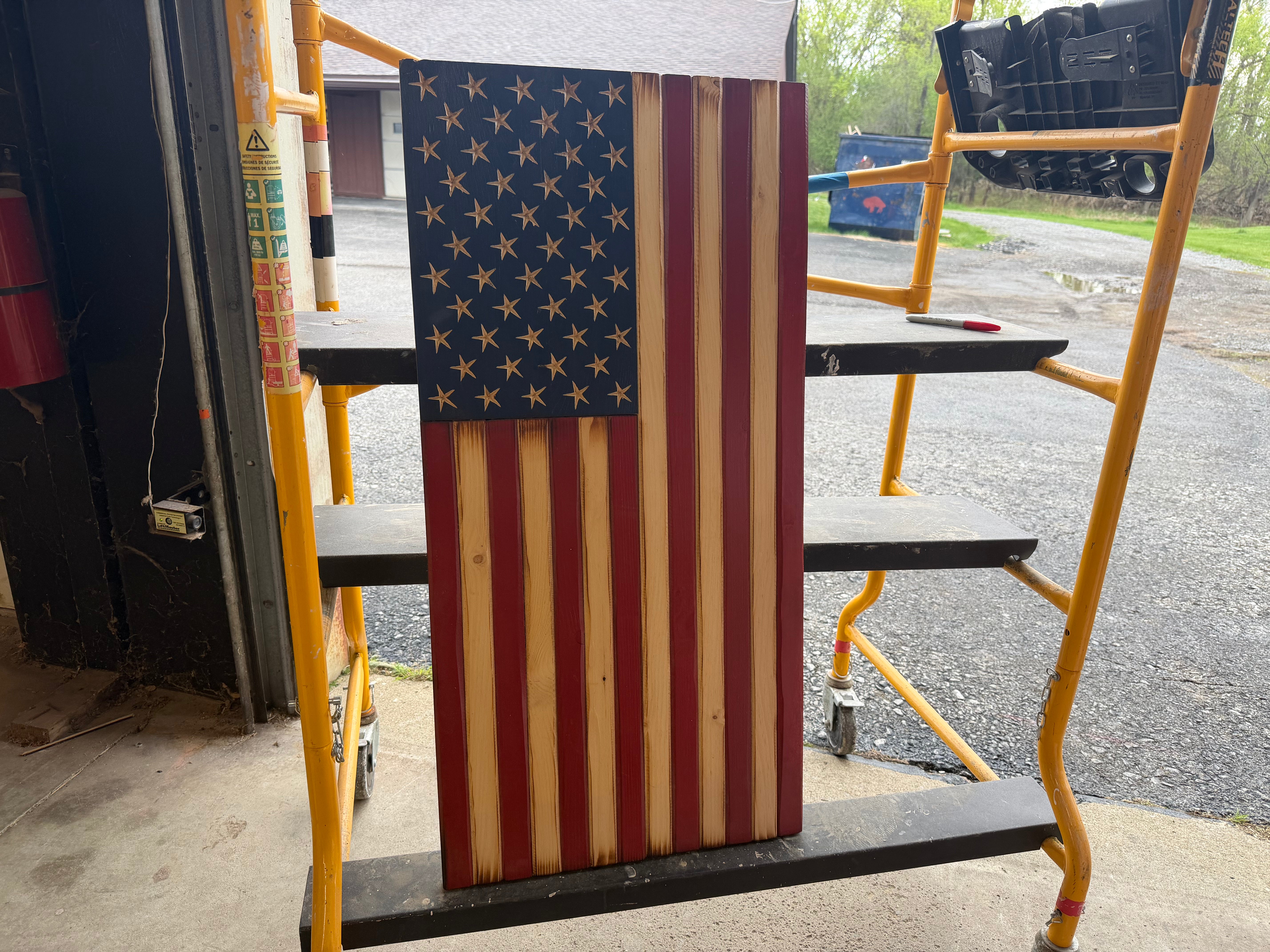 Medium 38x19 Vertical Old Glory //  Imperfections and or Damage See image for details / read description EXPEDITE 789