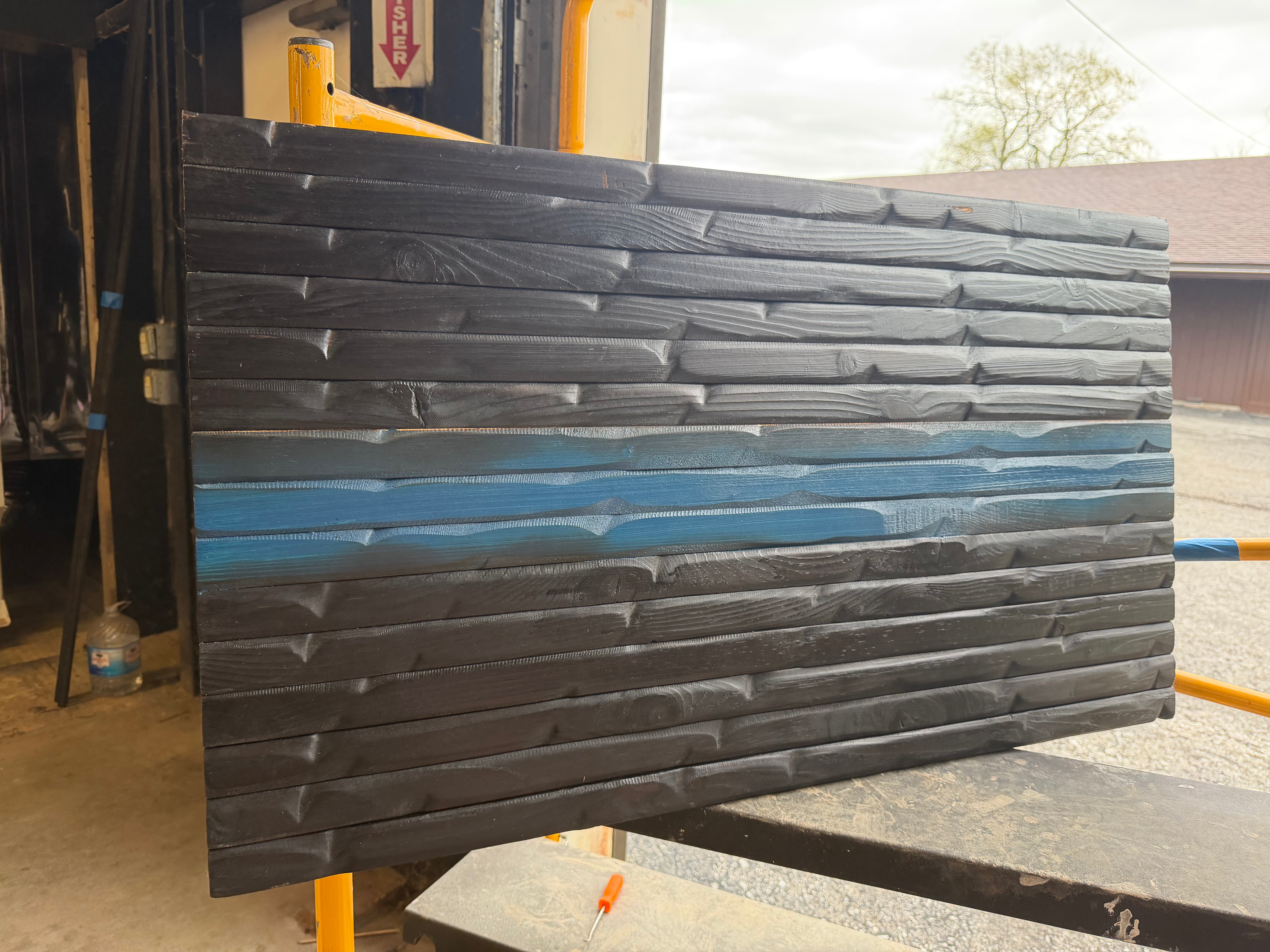 Medium 38x14 Thin Blue Line //  Imperfections and or Damage See image for details / read description EXPEDITE 83
