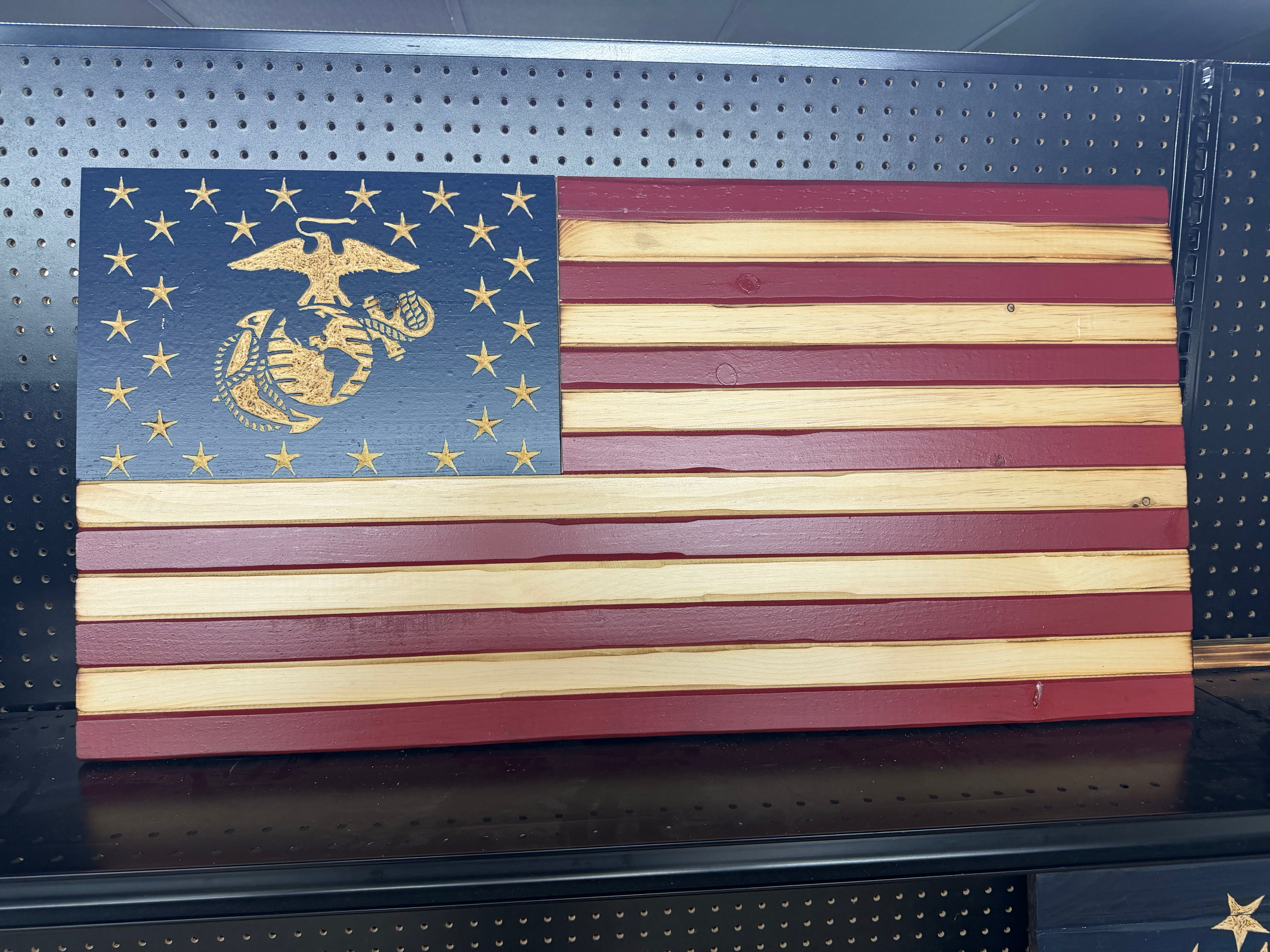 Medium 38x19 Marine Old Glory //  Imperfections and or Damage See image for details / read description EXPEDITE 017