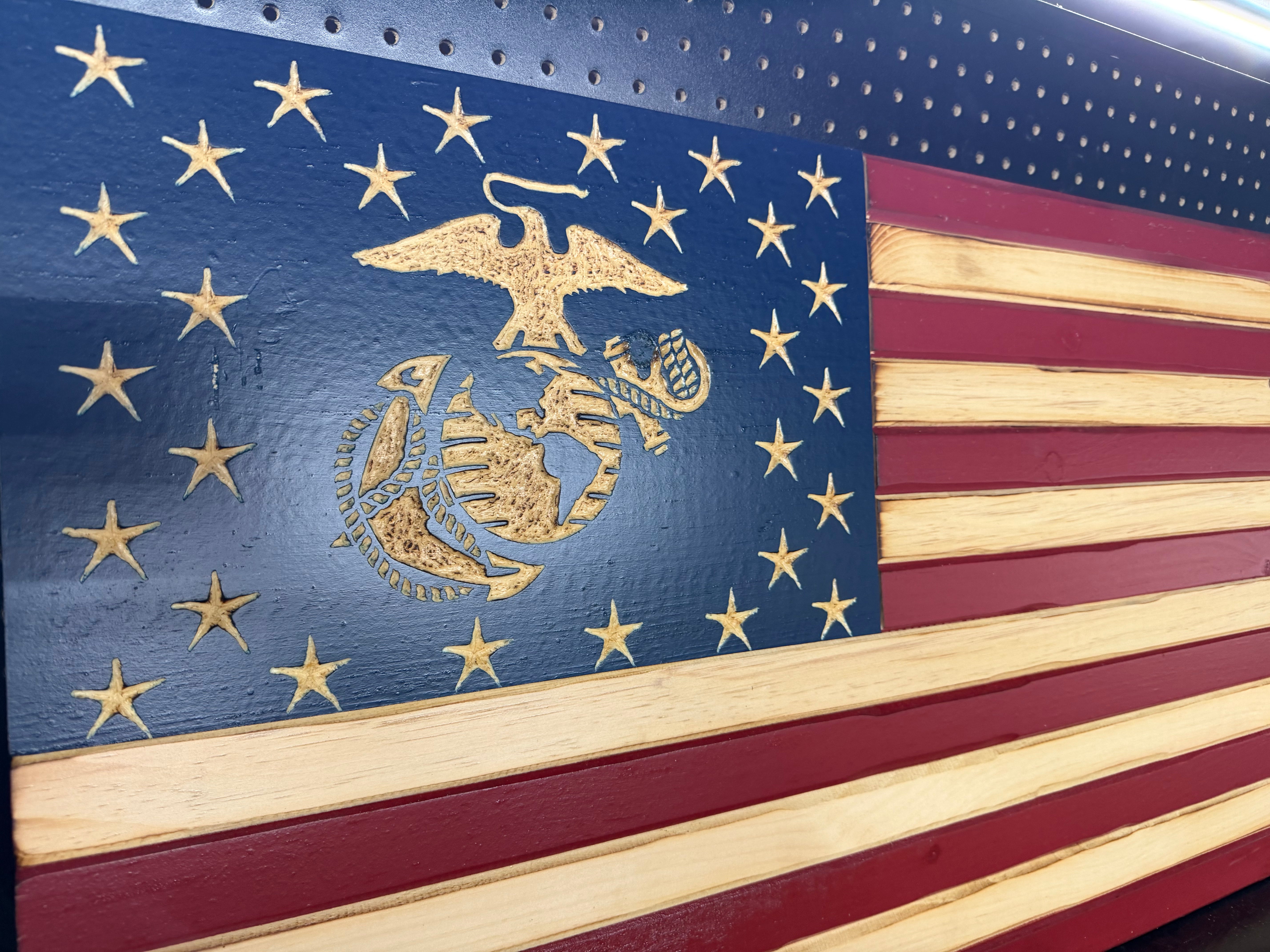 Medium 38x19 Marine Old Glory //  Imperfections and or Damage See image for details / read description EXPEDITE 017