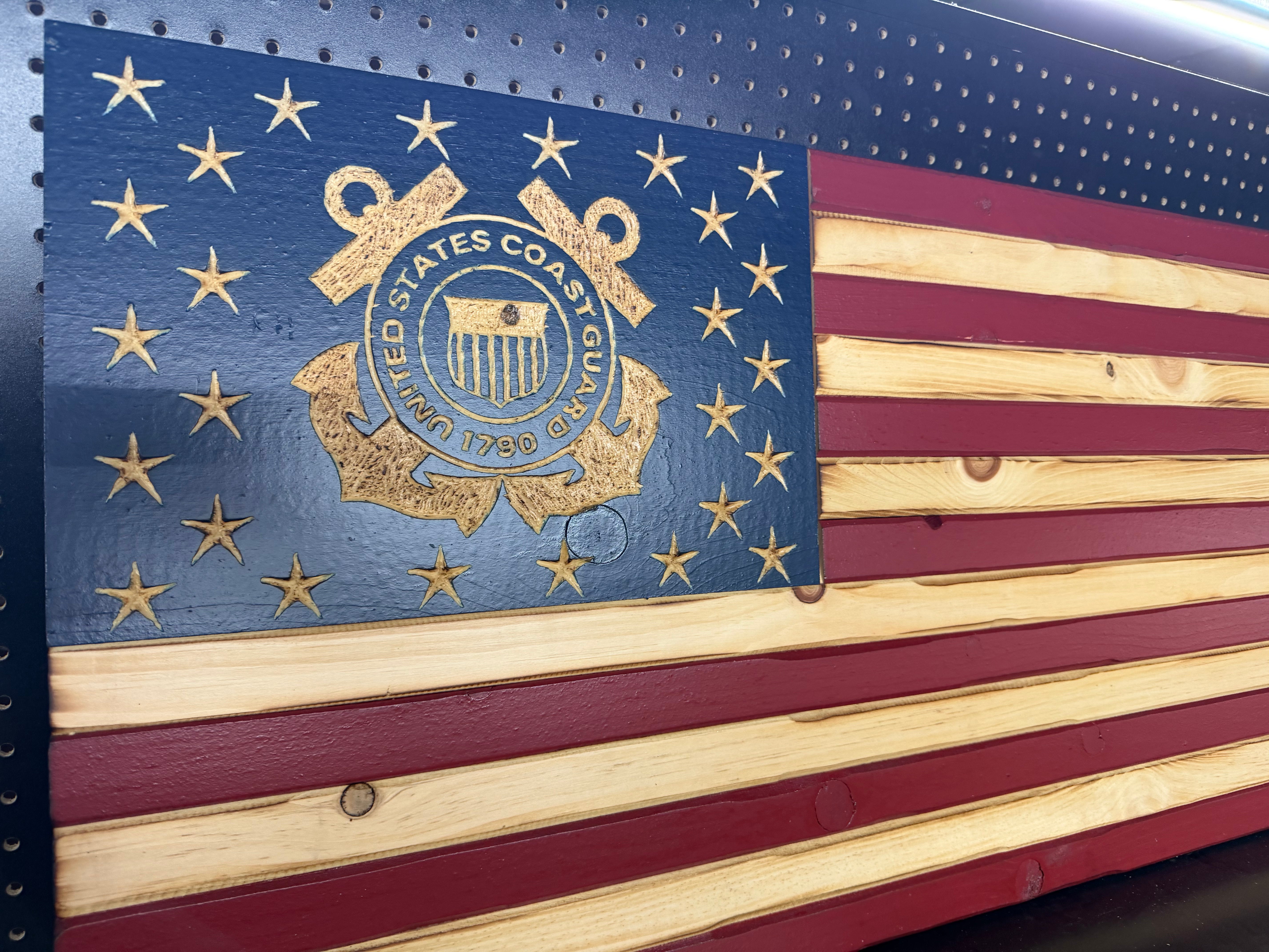 Medium 38x19 Coast Guard Old Glory //  Imperfections and or Damage See image for details / read description EXPEDITE 264