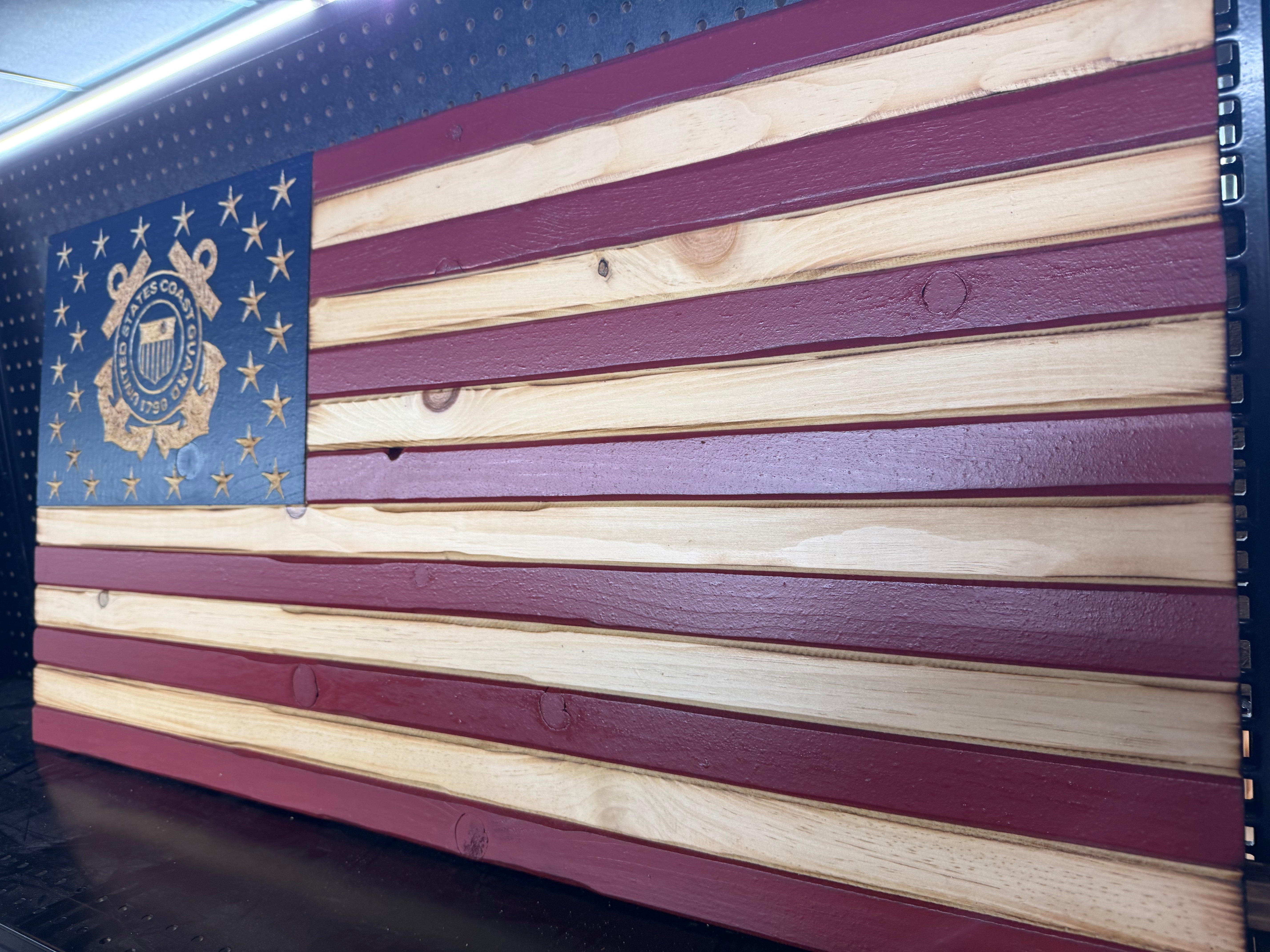 Medium 38x19 Coast Guard Old Glory //  Imperfections and or Damage See image for details / read description EXPEDITE 264