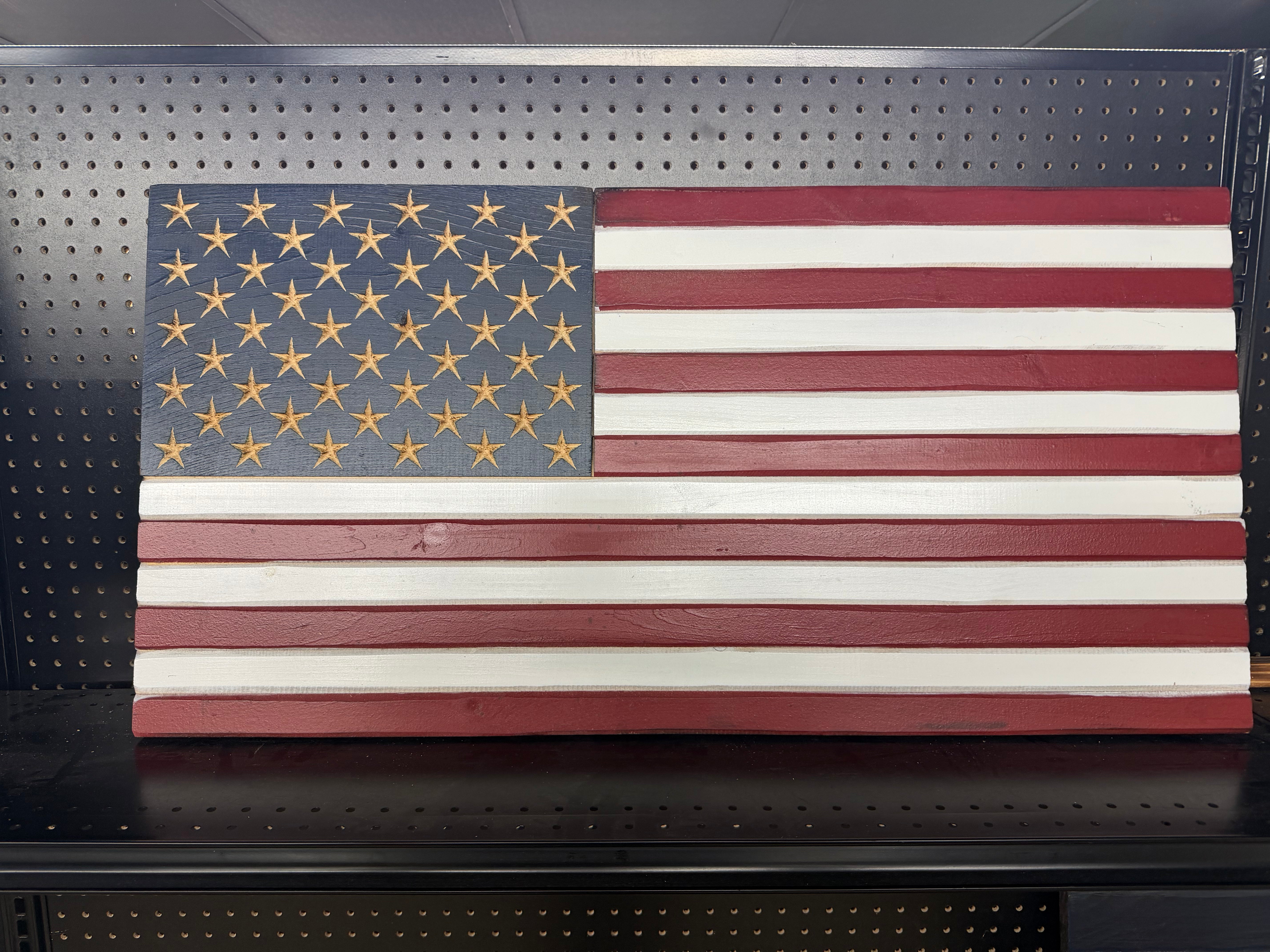 Medium 38x19 White Old Glory //  Imperfections and or Damage See image for details / read description EXPEDITE 731