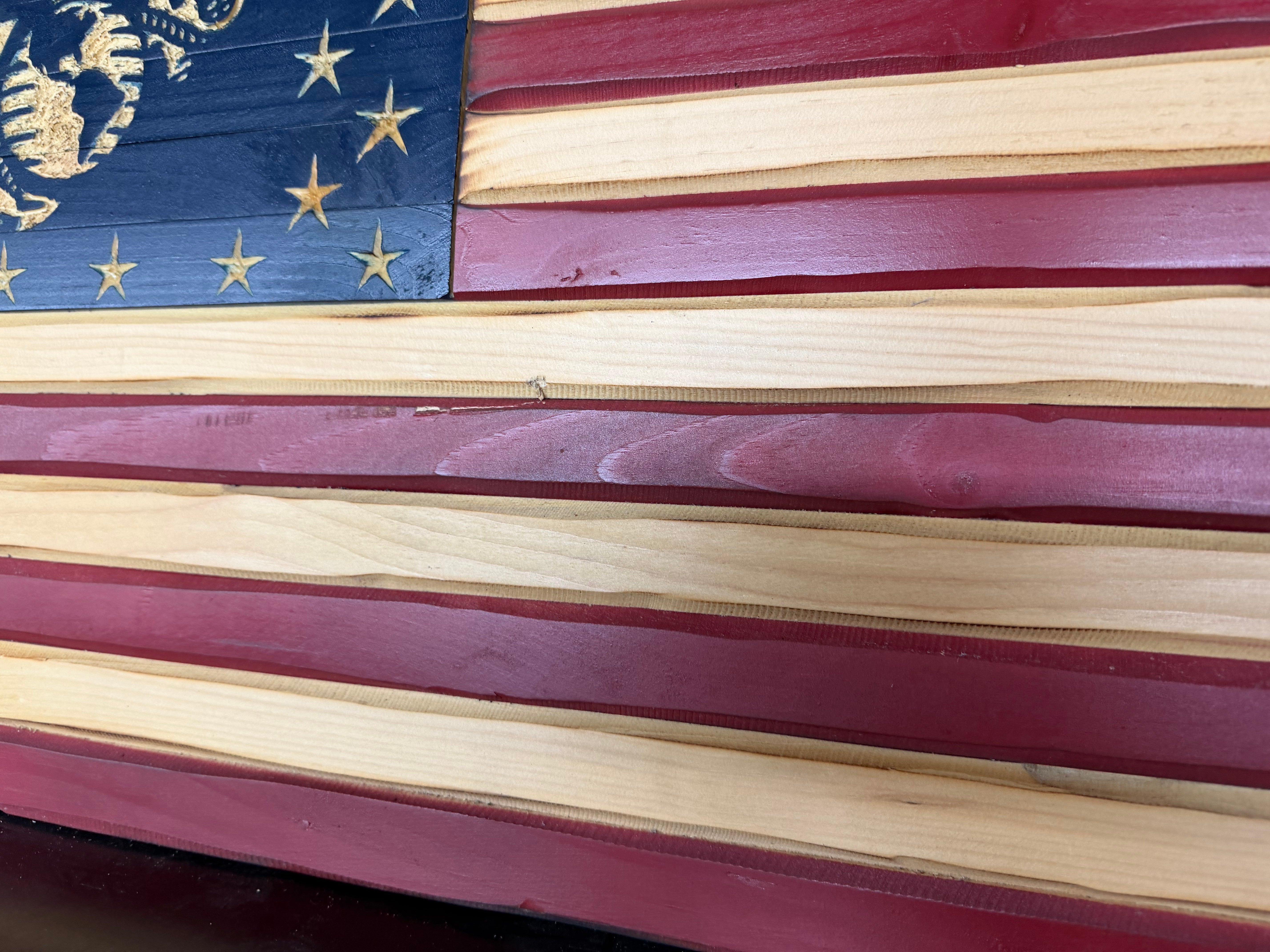 Medium 38x19 Marine Old Glory //  Imperfections and or Damage See image for details / read description EXPEDITE 632