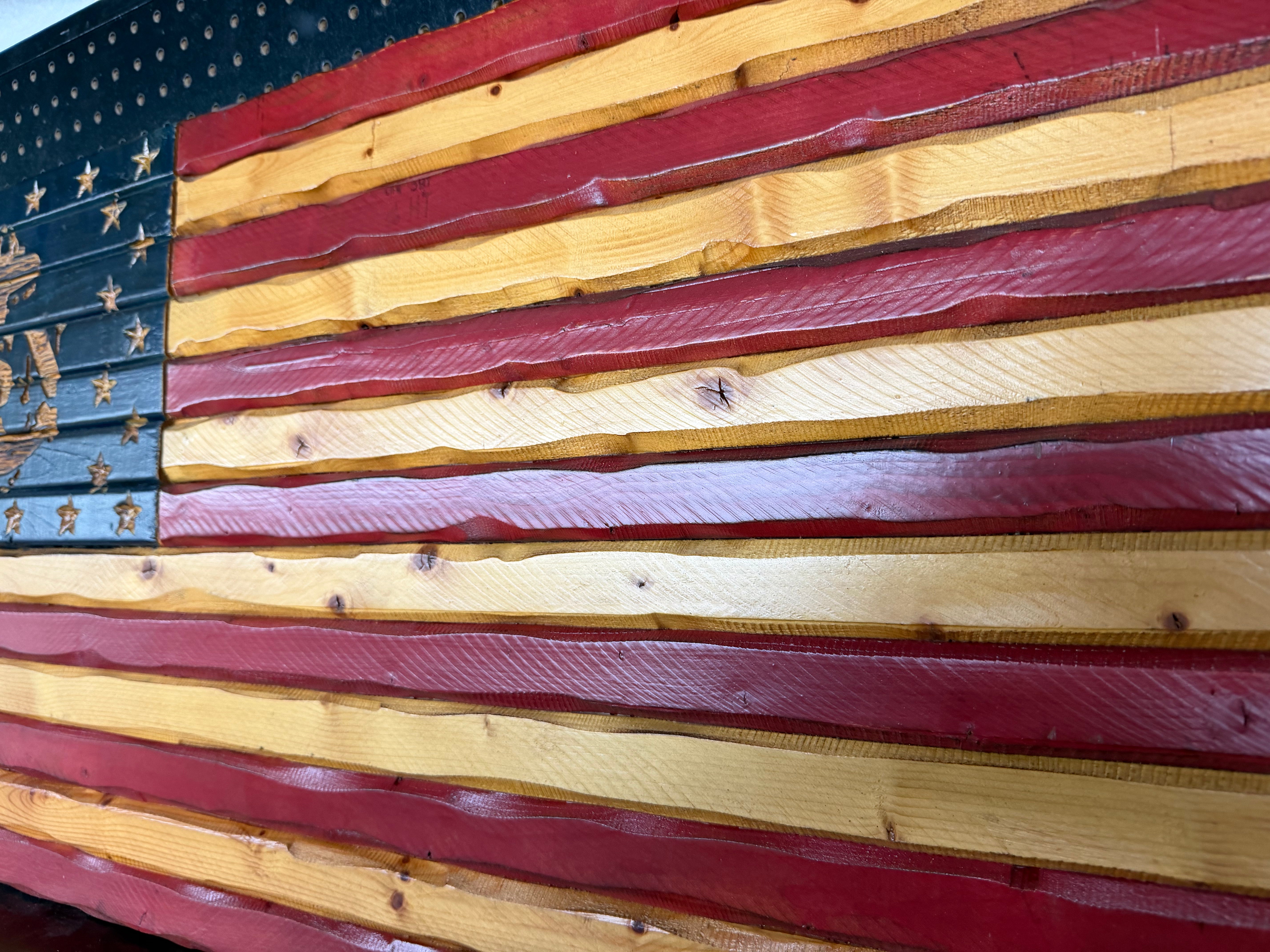 Medium 38x19 Navy Old Glory //  Imperfections and or Damage See image for details / read description EXPEDITE 893
