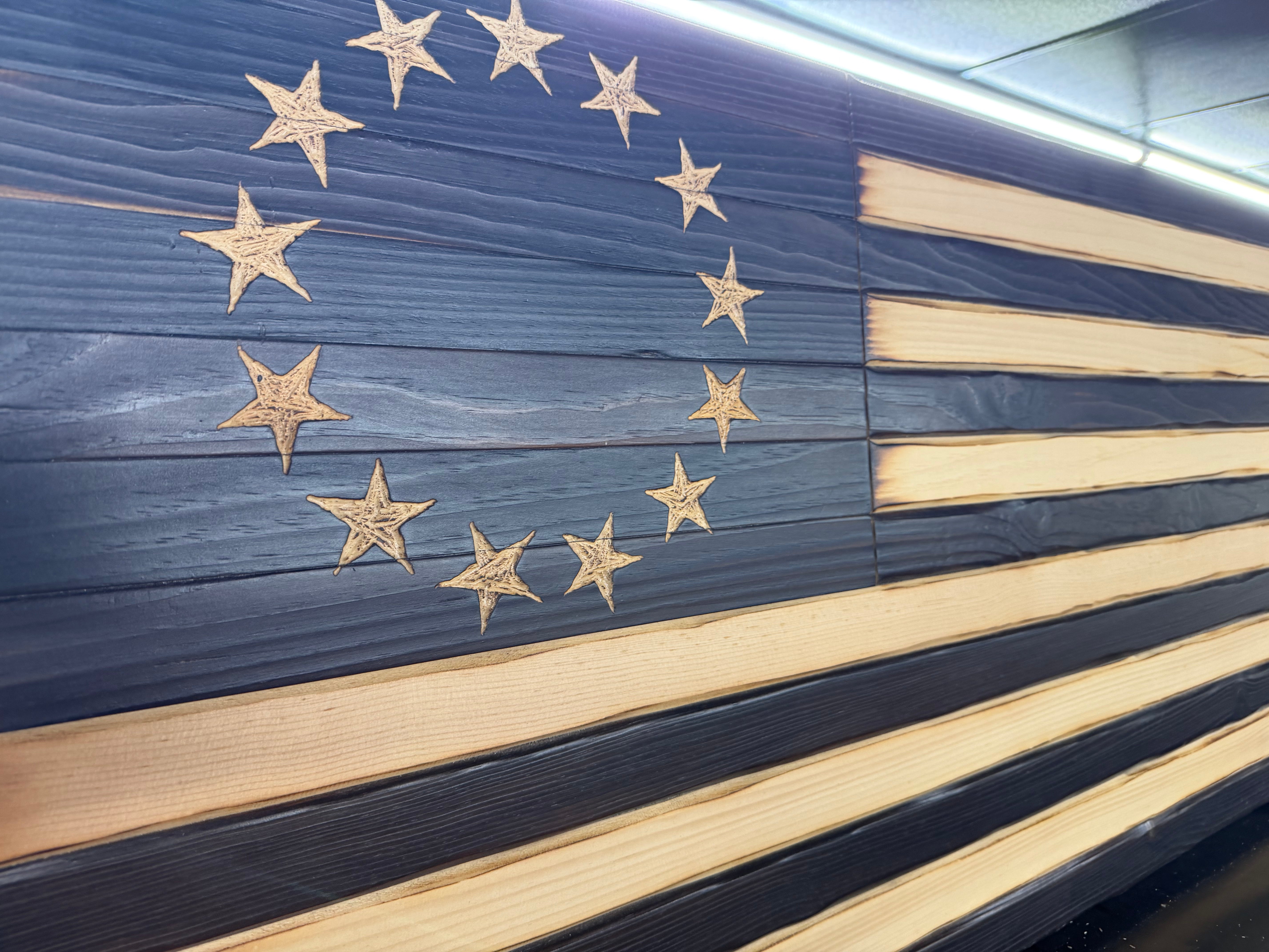 Large 46"x24" Betsy Ross Charred Glory //  Imperfections and or Damage See image for details / read description EXPEDITE 892