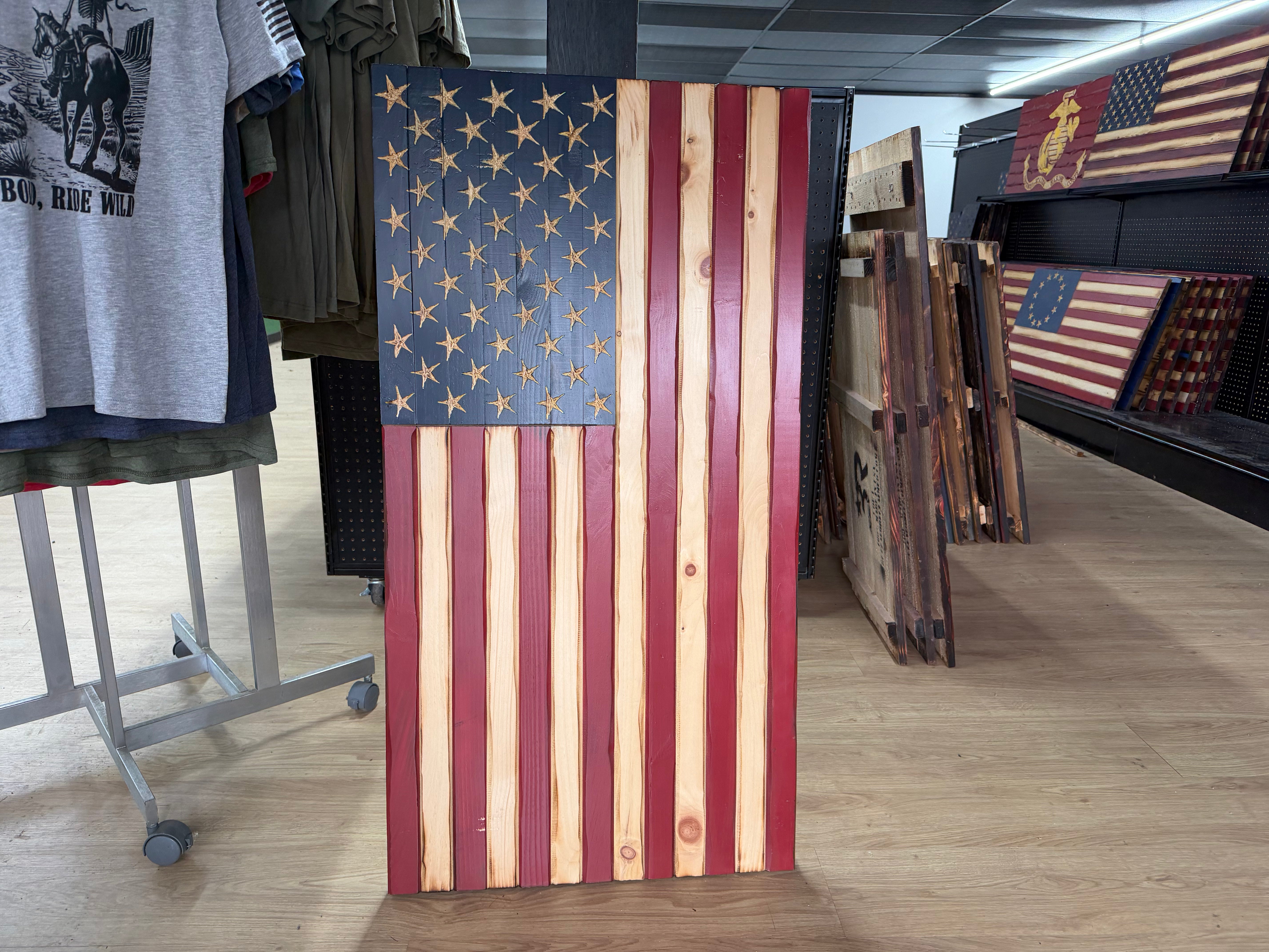 Large 46"x24" Vertical Old Glory //  Imperfections and or Damage See image for details / read description EXPEDITE 263
