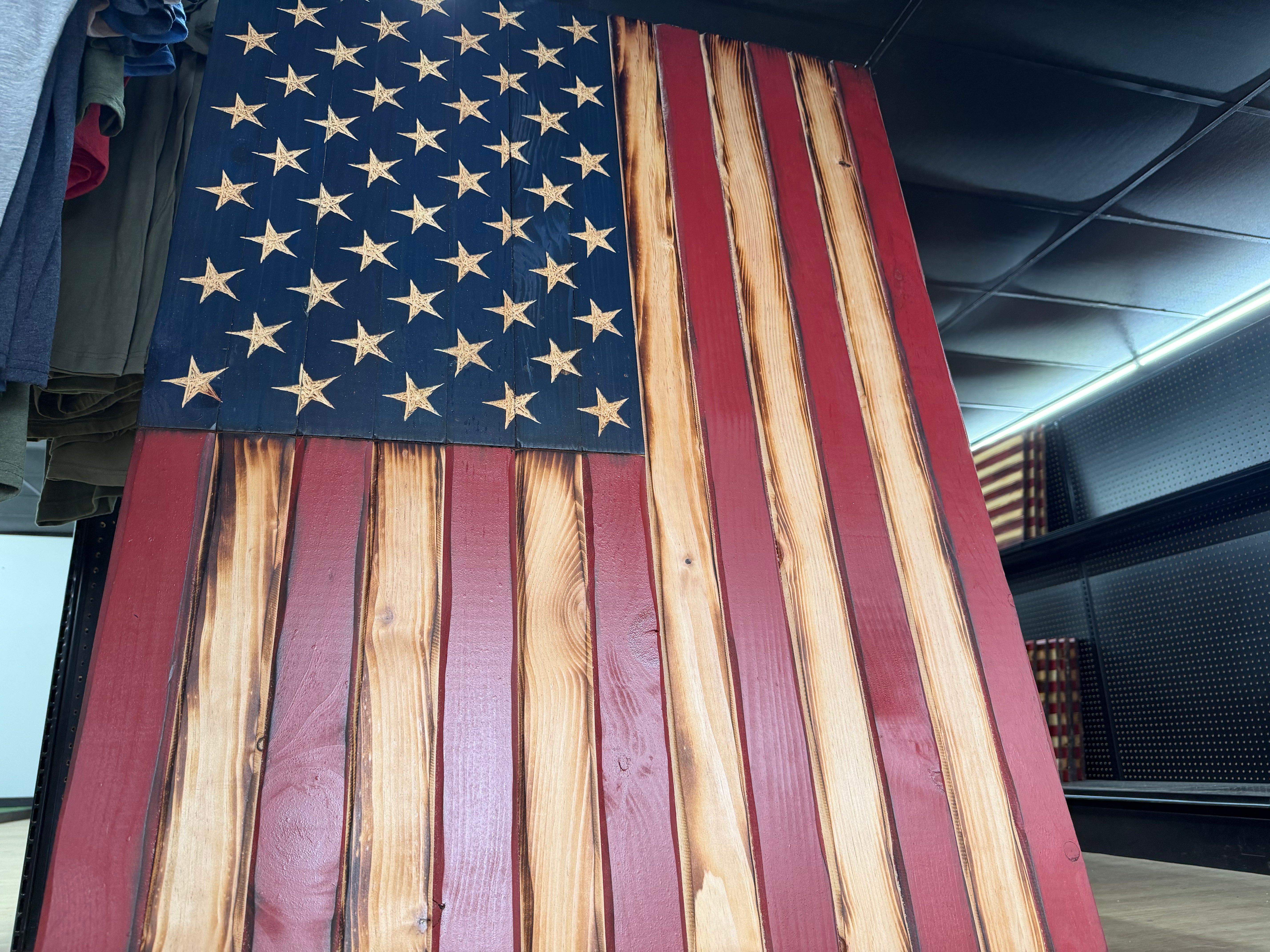 Large 51"x32" Vertical Weathered Old Glory //  Imperfections and or Damage See image for details / read description EXPEDITE 245